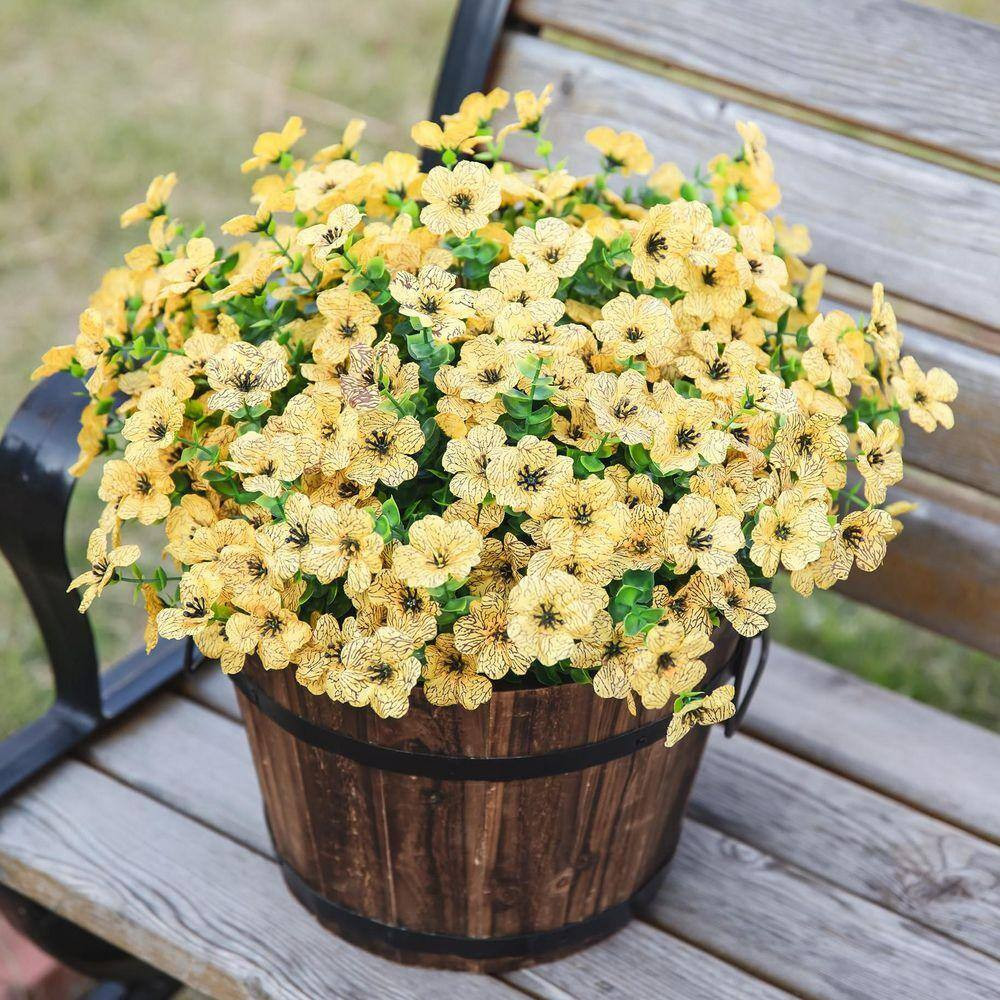 13.8 In. Bundles Yellow Artificial Faux Flowers Silk Daisy with Eucalyptus