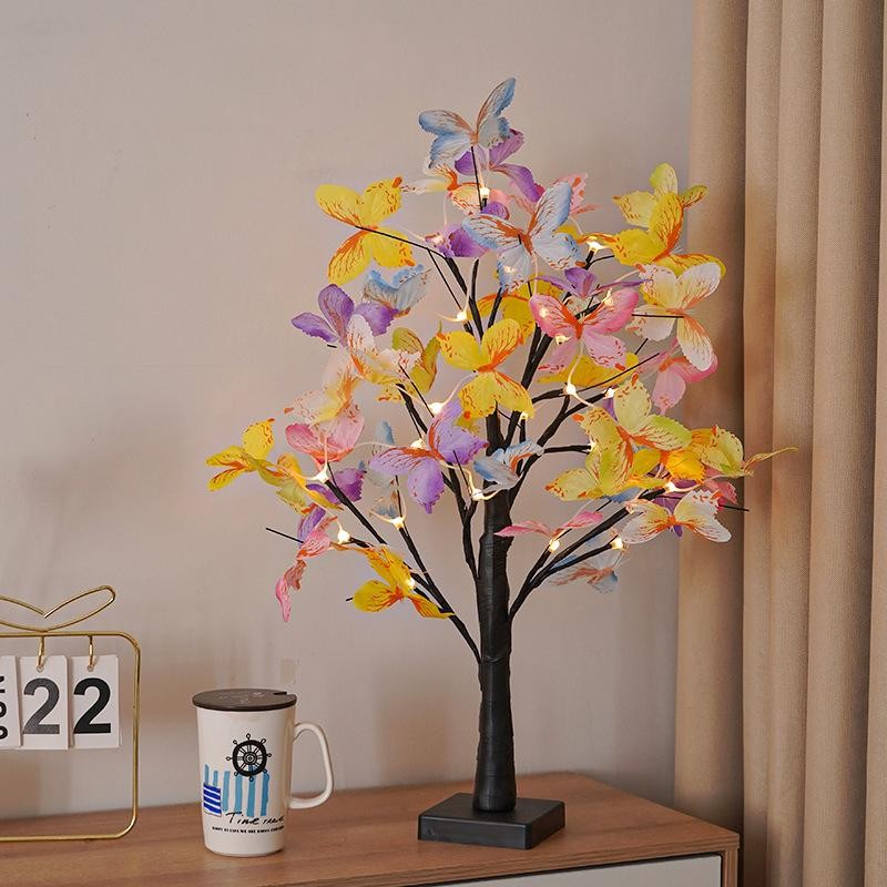 Tabletop Bonsai Tree LED Light Butterfly Design DIY Night Lamp Home Decor