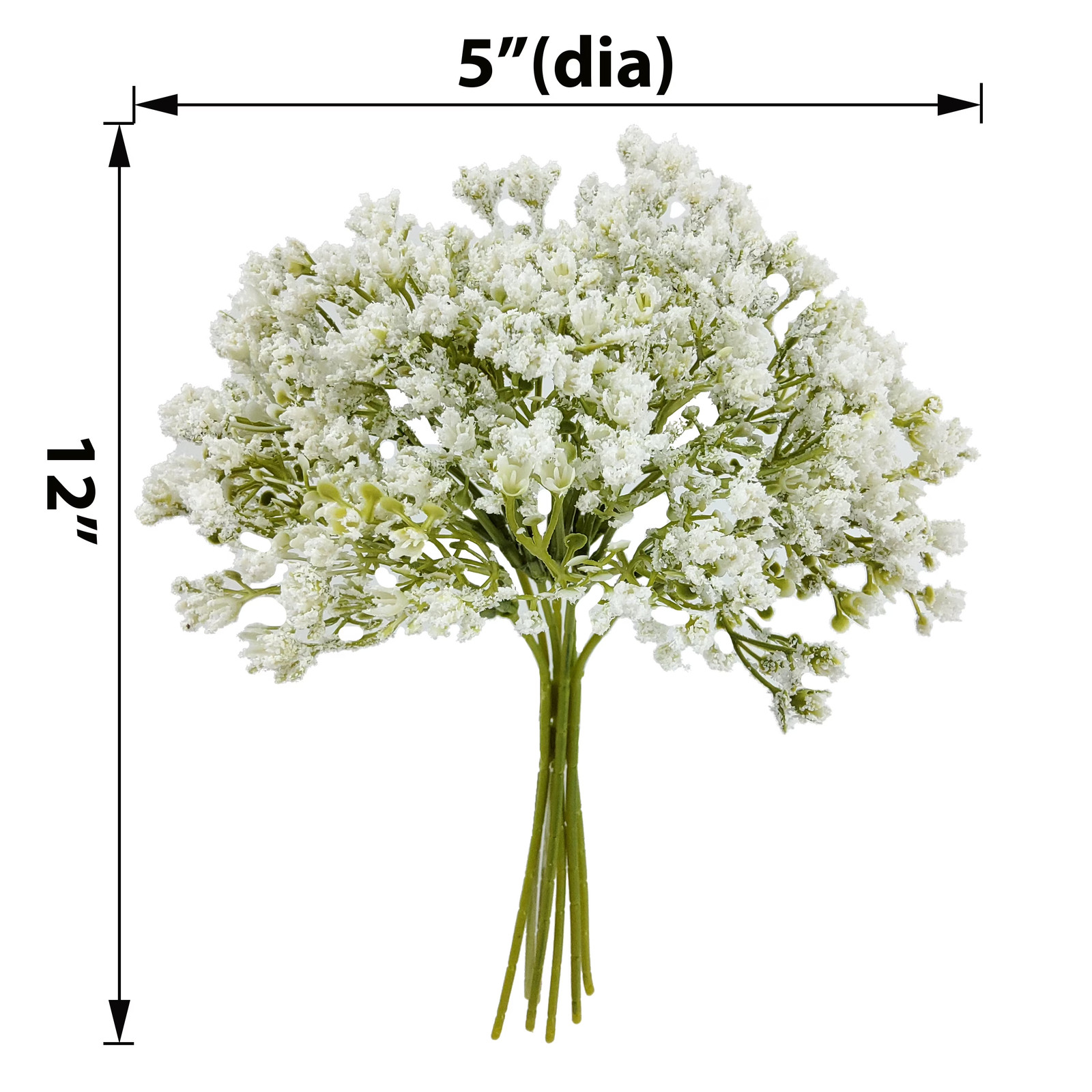Indoor 12 in Artificial Polyethylene Baby’s Breath Flower Pick, White Color