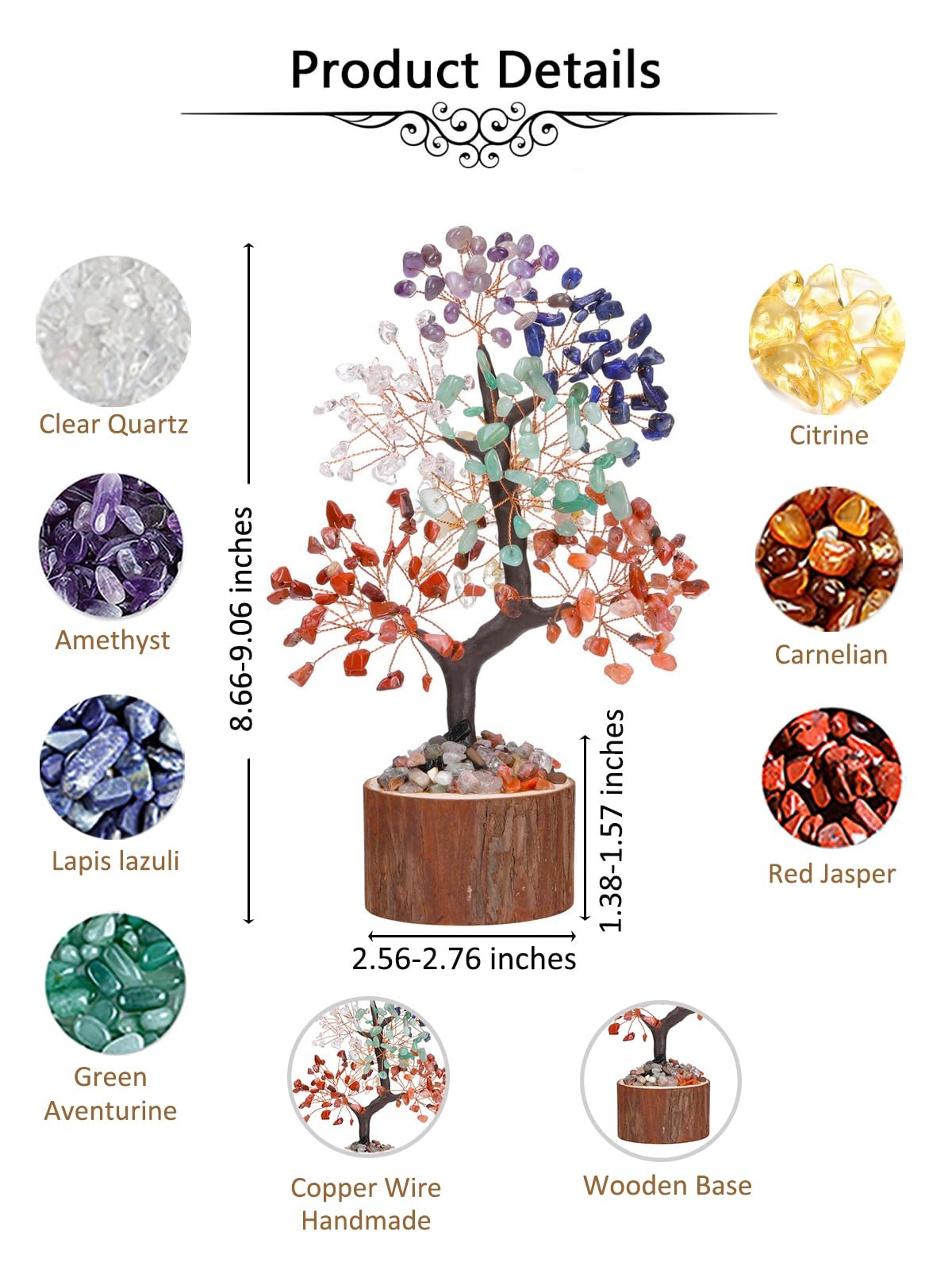 7 Chakra Crystal Tree Birthday Gifts for Women,Natural Healing Crystal Feng S…