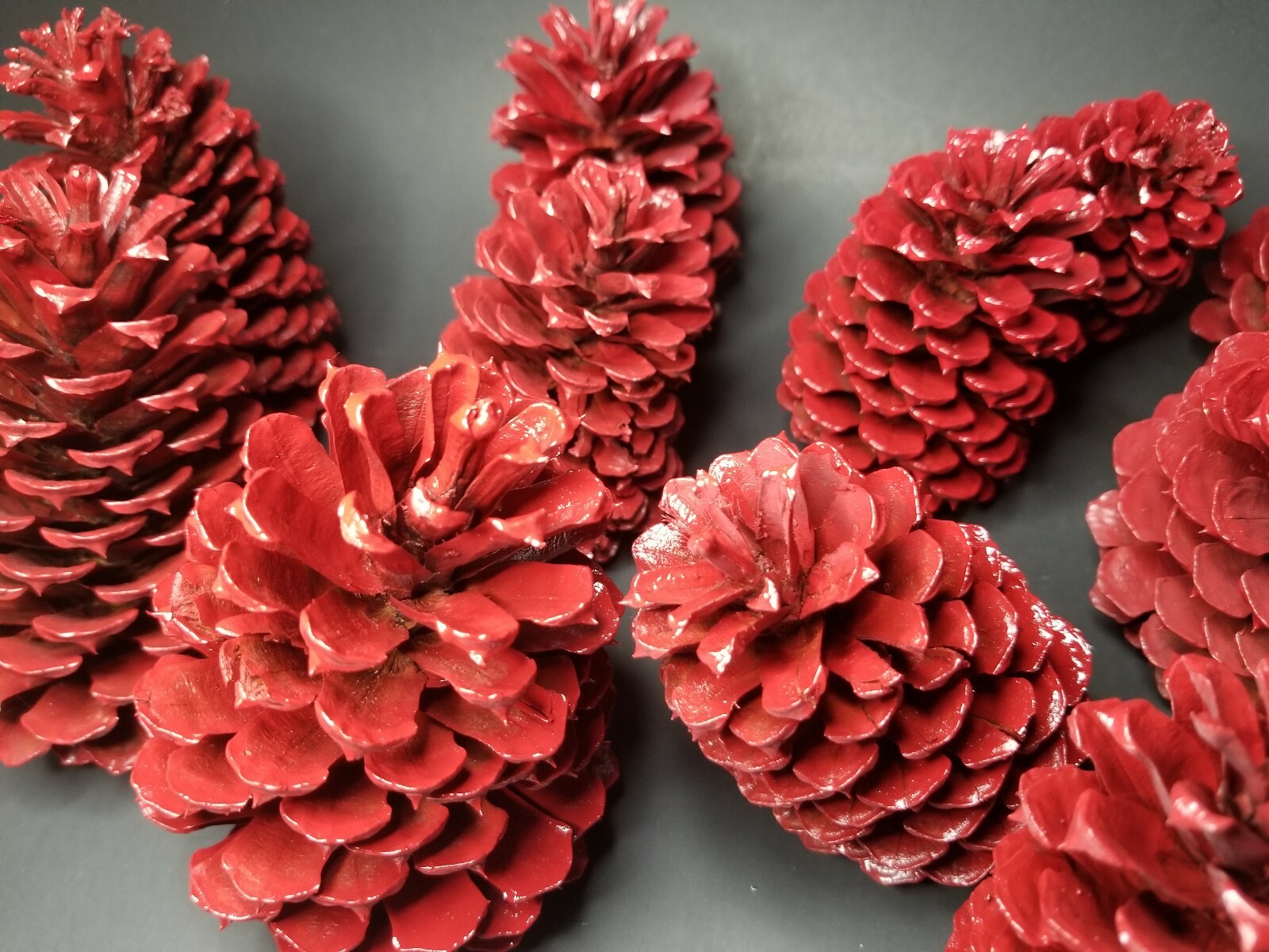 🎅15 Red Pine Cones Hand Painted Natural Premium Ponderosa Cones