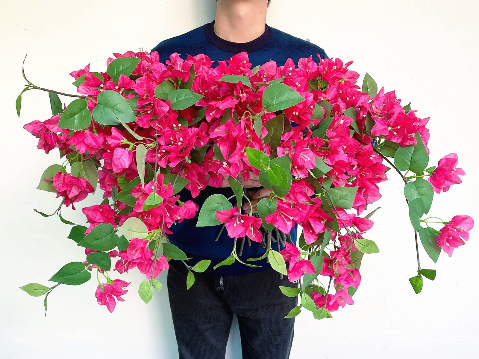 Pack of 16 Artificial Bougainvillea Silk Vines Hanging Flower Stems for Weddi…