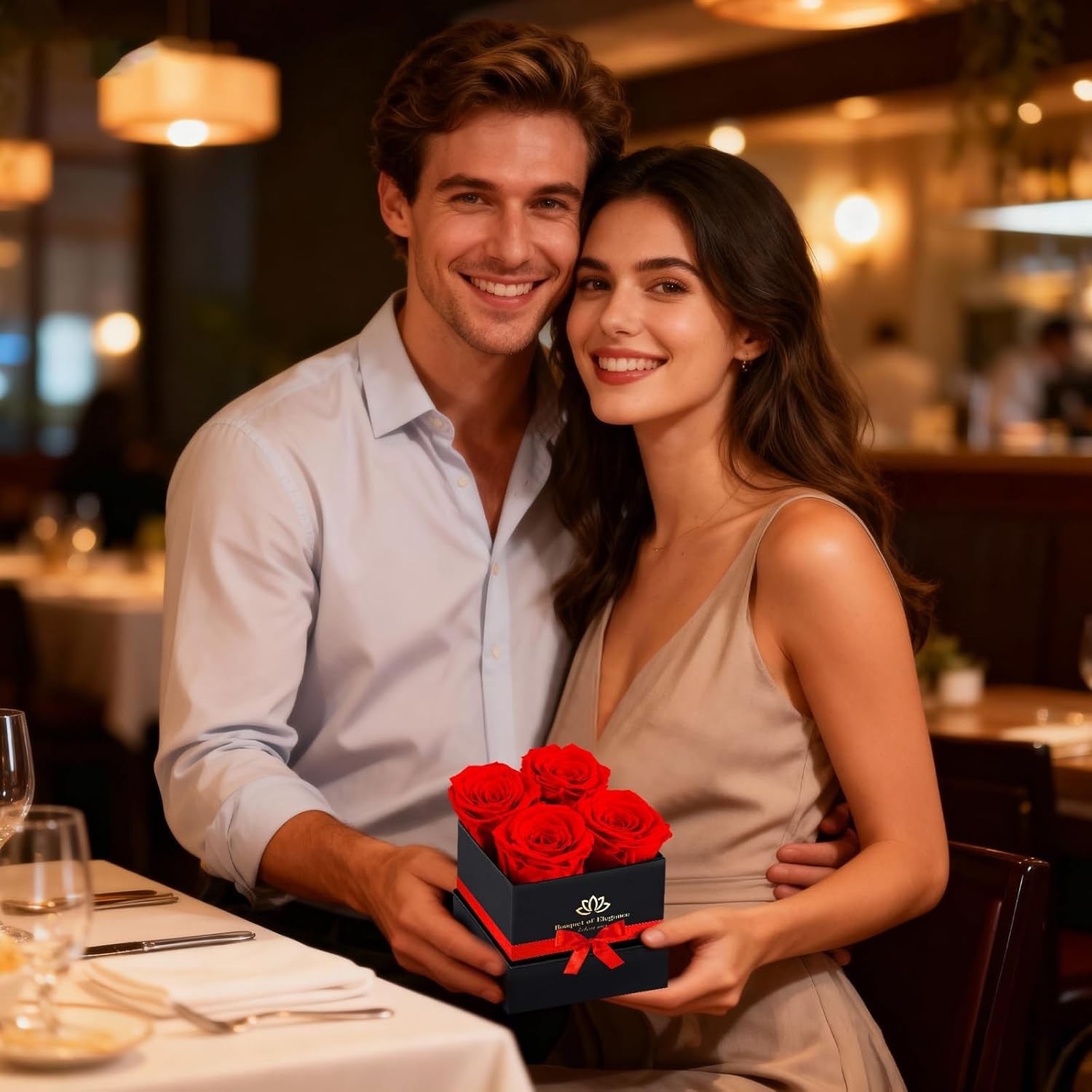 Forever Flowers Box with 4 Red Preserved Roses – Timeless Gift for Loved Ones