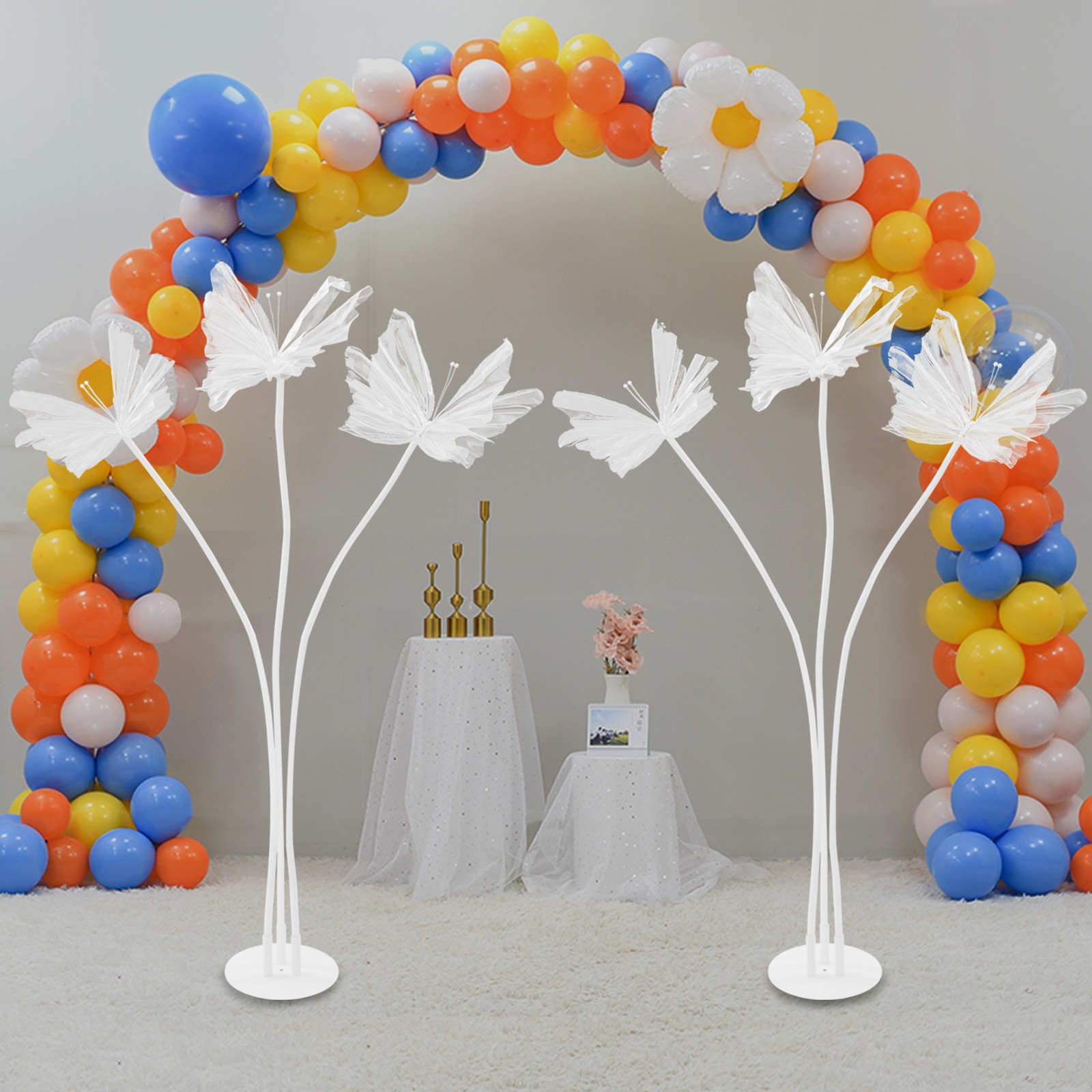 Butterfly Decoration with Standing Base, Artificial Decoration Butterflies White