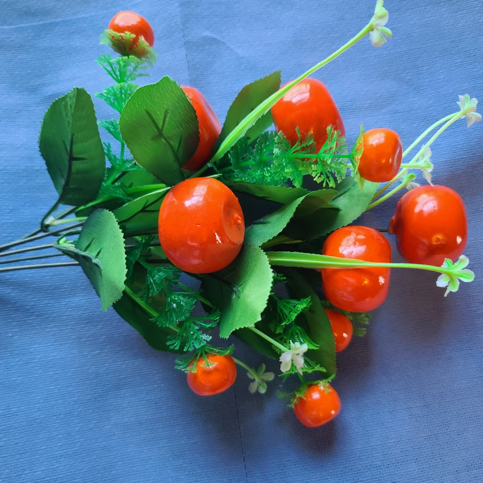 NOS Artificial Bunch Orange Fruit Decor Artificial Vase Bright 16″ Tall