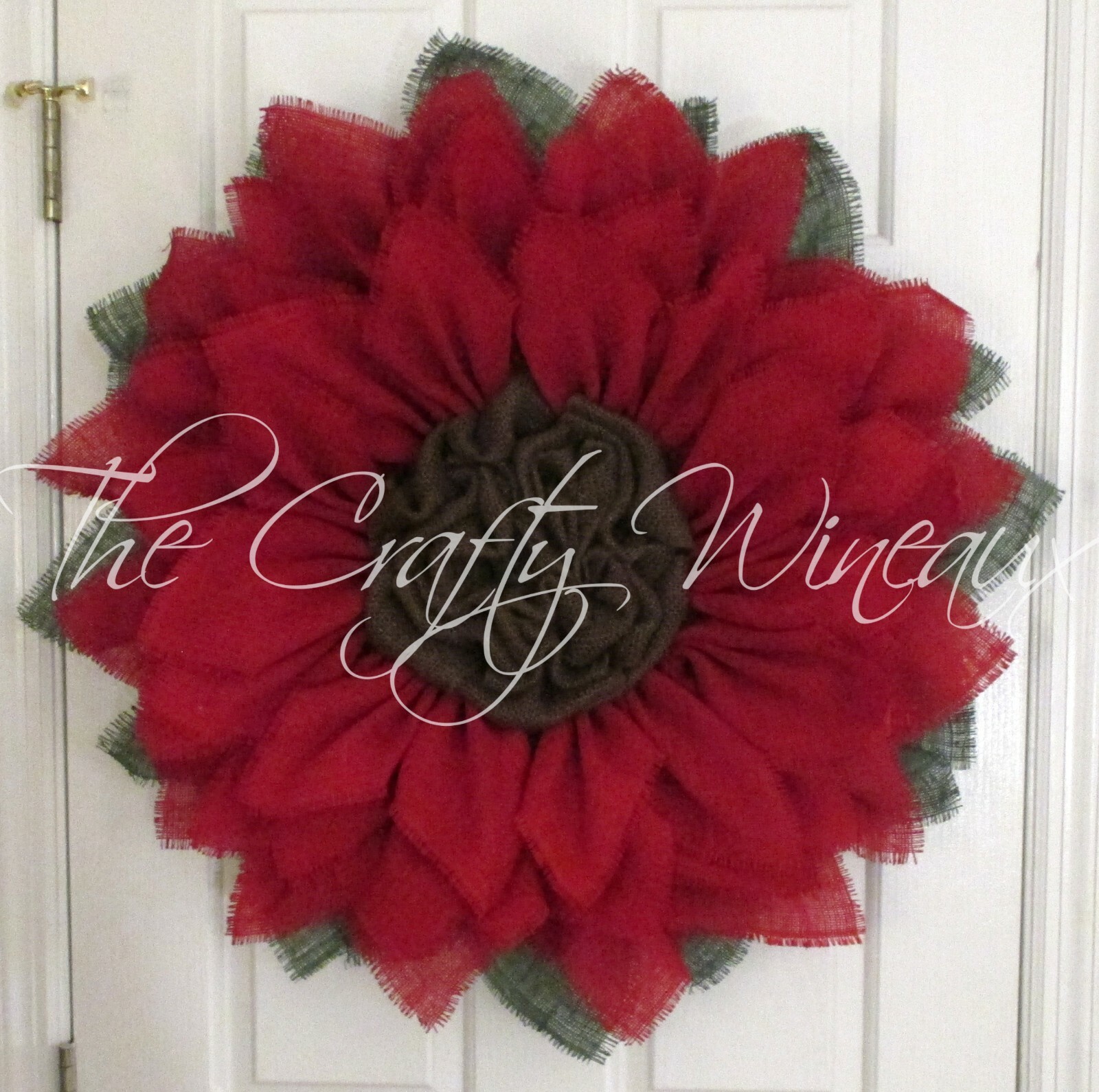 The Crafty Wineaux – Extra Large 30″ Rich Red Burlap Sunflower Wreath