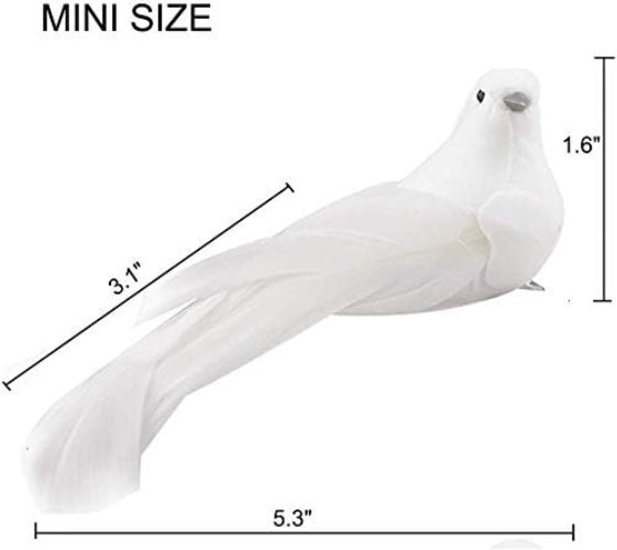 Artificial Birds, 12 Pcs Artificial White Doves Simulation Foam White Feather…