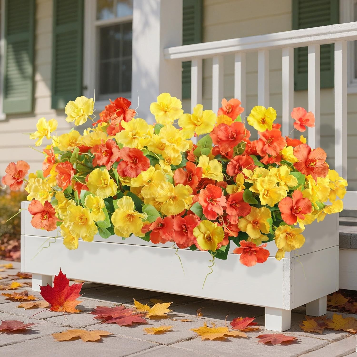 Fake Hibiscus Artificial Flowers, Outdoor, 6 Bundles, UV Resistant
