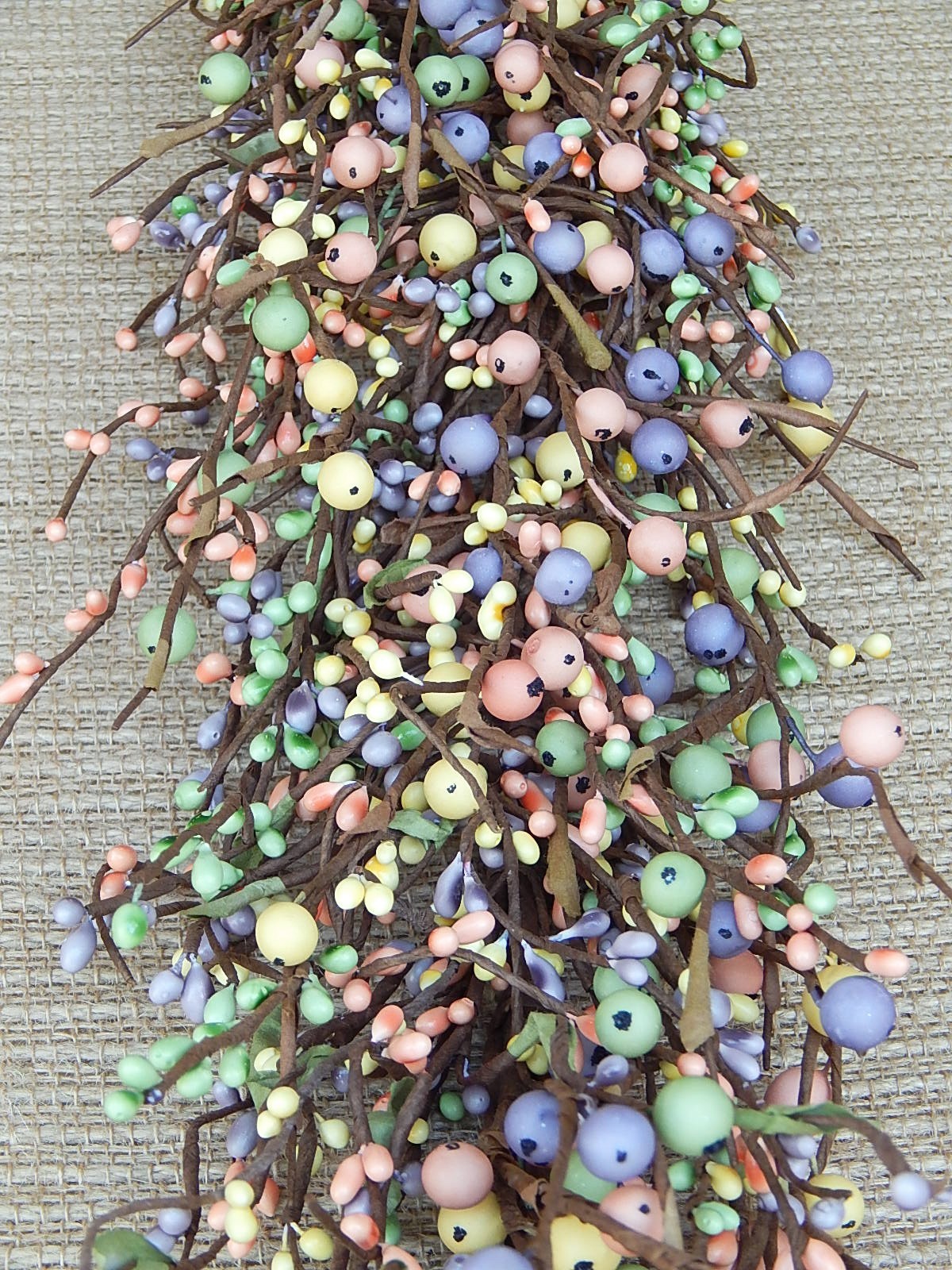 SPRING Berry Garland – Mixed Berries in Green Purple Coral Yellow Mix – 53″