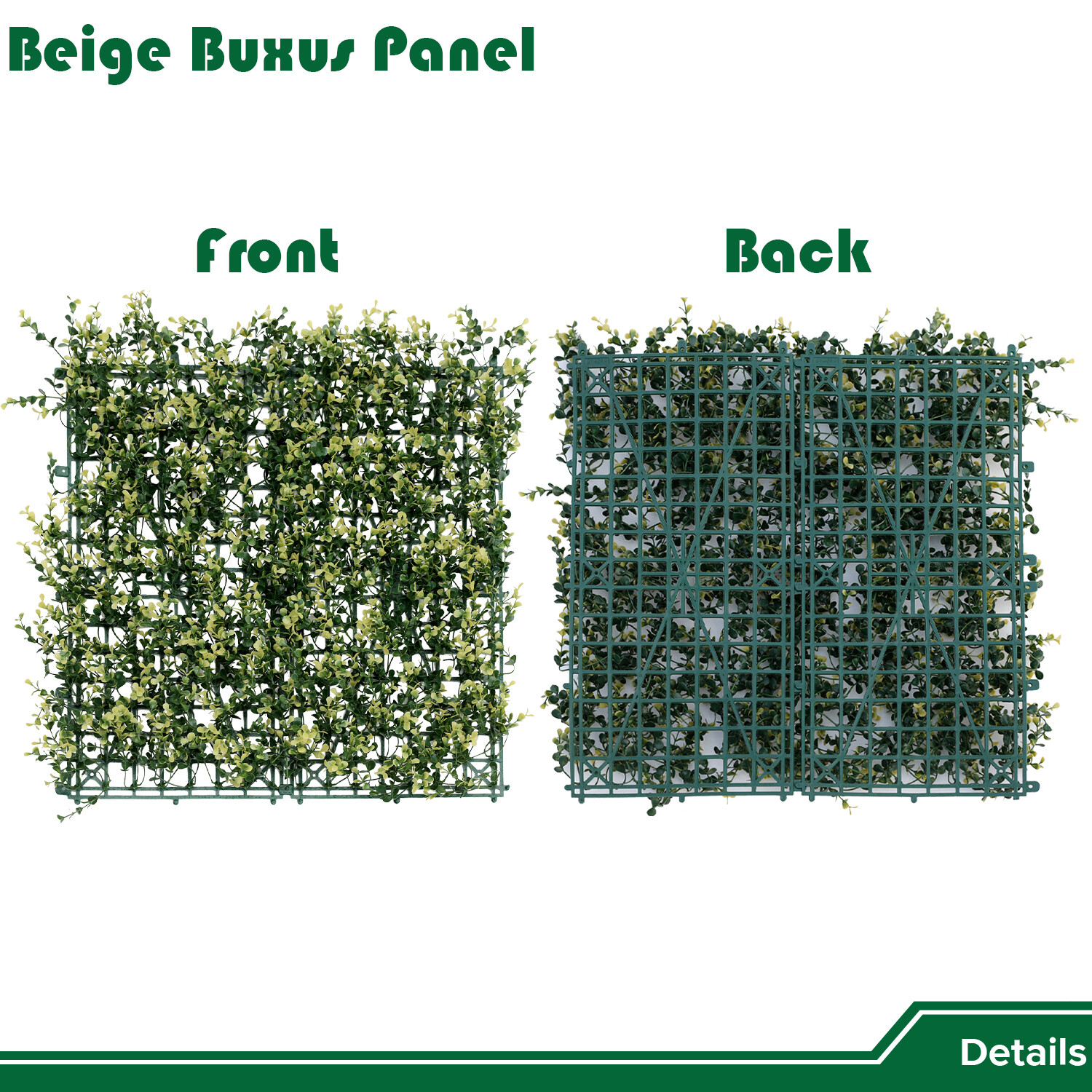 20″ Artificial Faux Beige Buxus Leaf Ivy Mats Greenery Home Festival Wall Decor