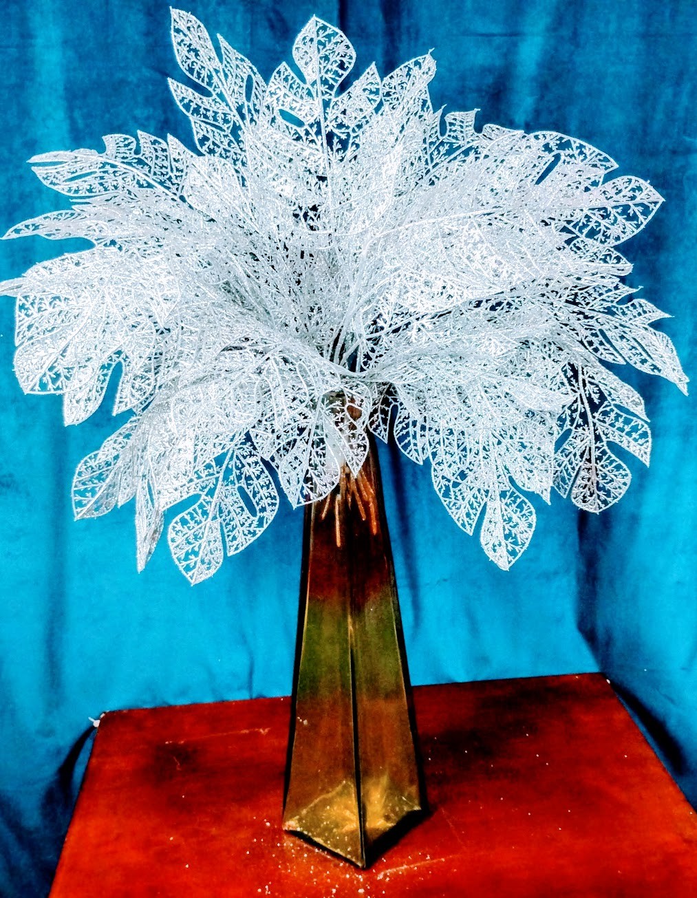 24″ Glitter Leaf Pick Stems Lot of 10 Artificial Floral Holiday Craft Decor