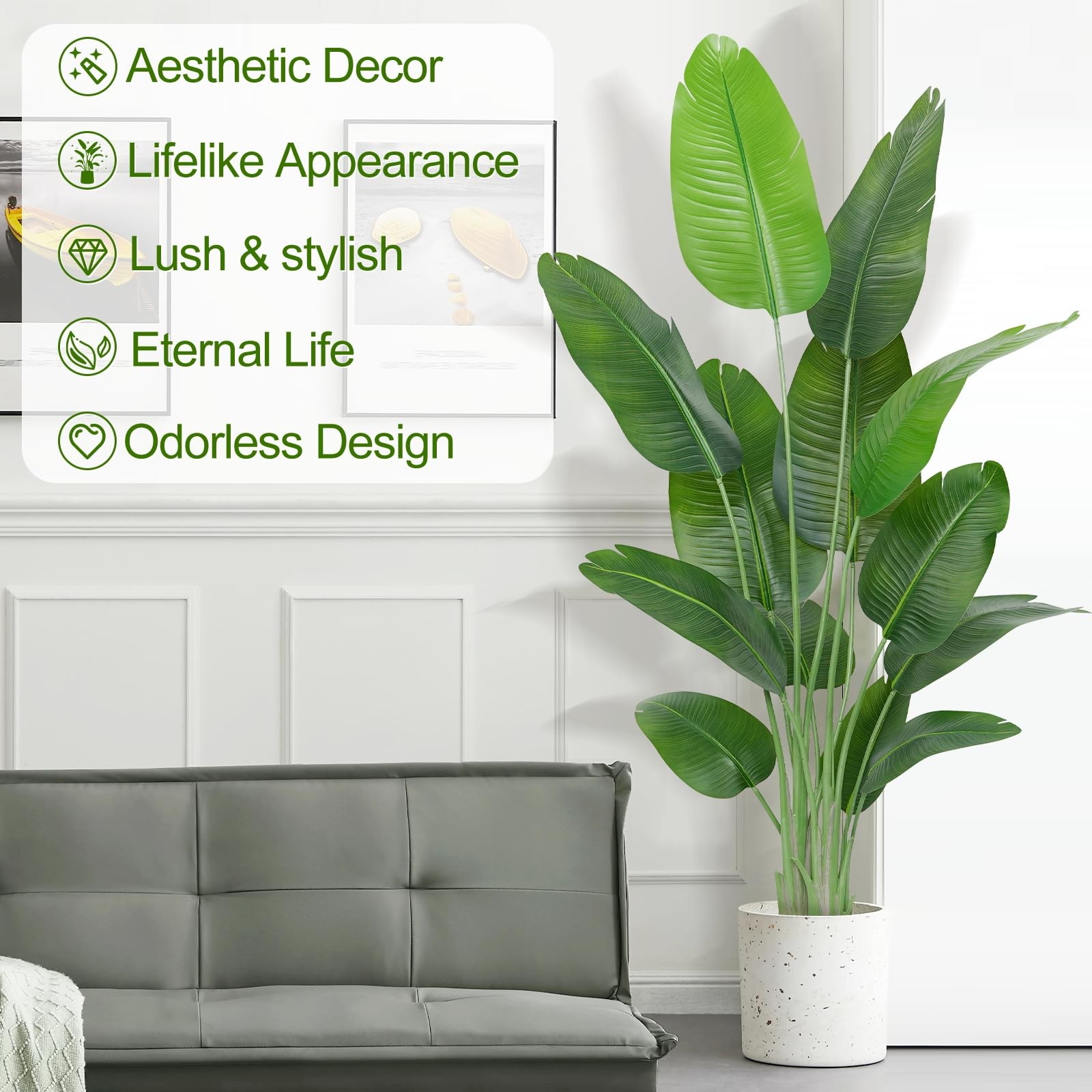 Lifelike Bird of Paradise Artificial Plant,6ft Faux Banana Leaf Tree with 13 …
