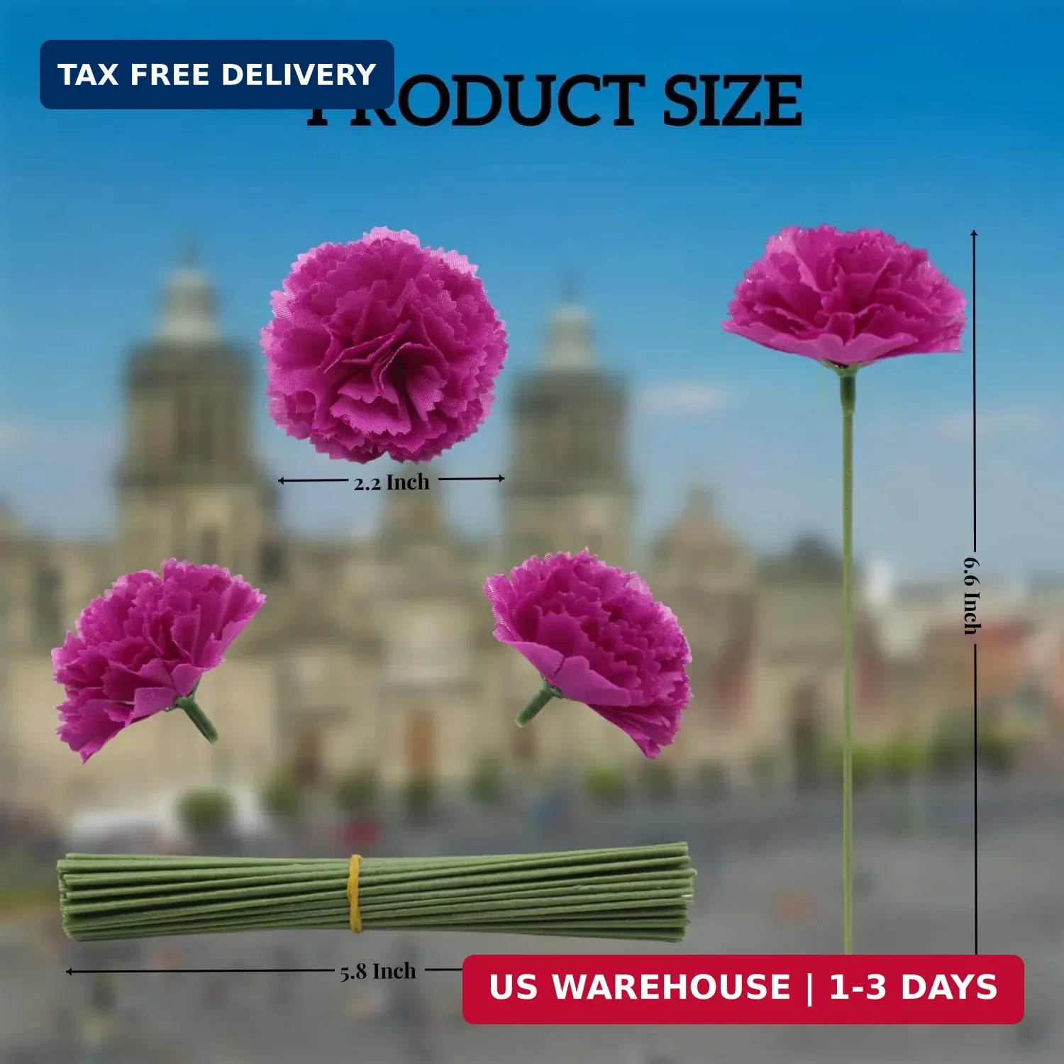 Artificial Marigold Flowers with Stems, 60 Pcs Silk Flowers Fuchsia Marigolds fo