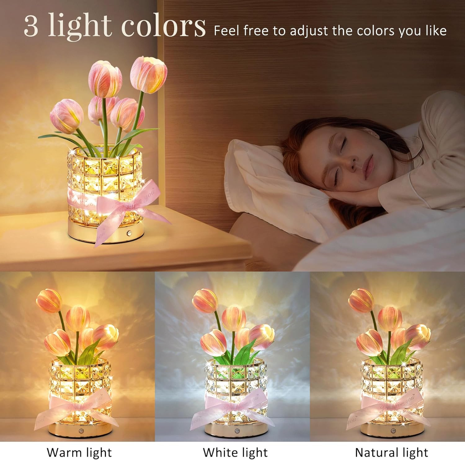 Tulip Flower Lamp, Valentine’s Day Gifts for Women, Romantic Home Decor Flower G