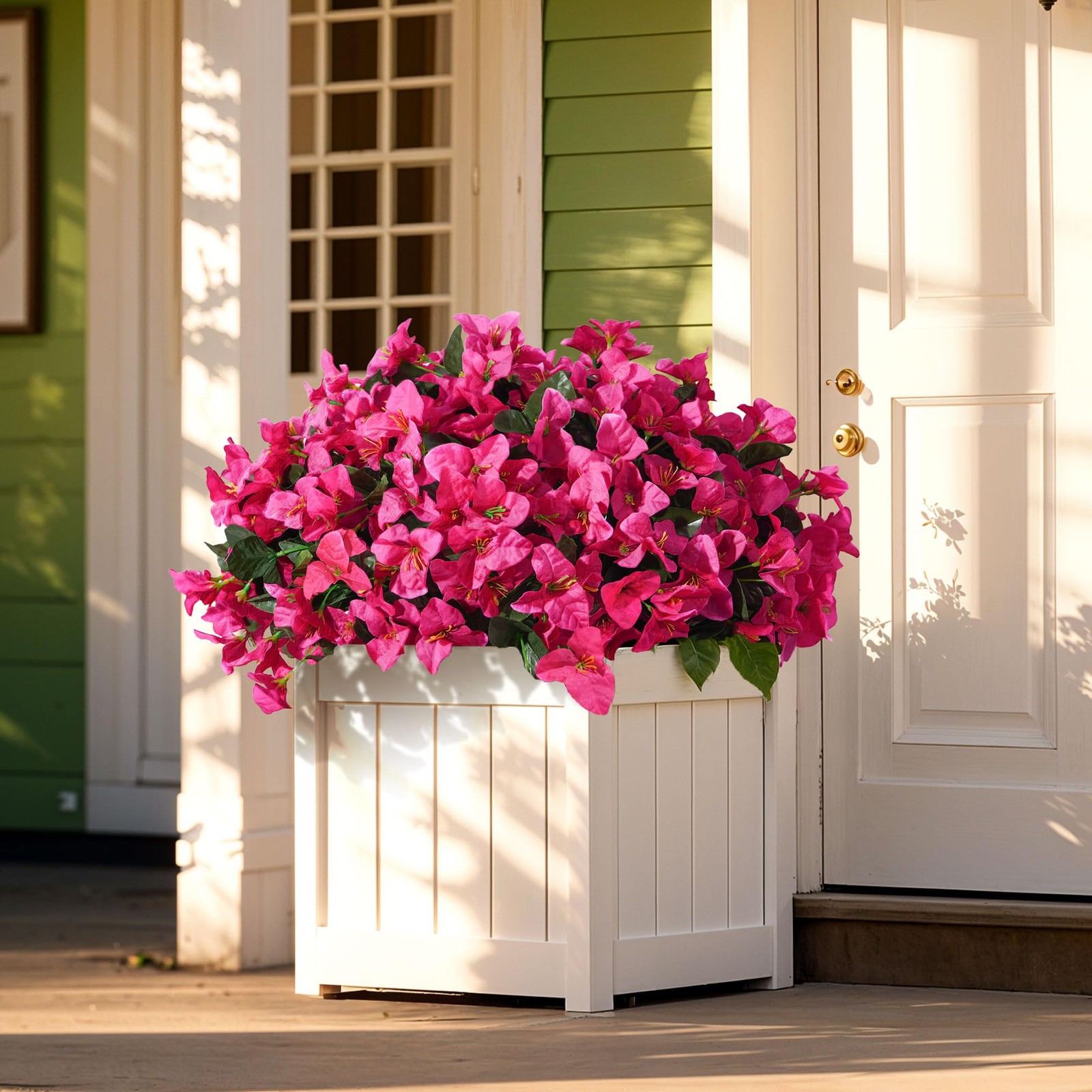 Faux Bougainvillea Artificial Flowers for Outdoors Summer Outside Decor, 4 Bu…