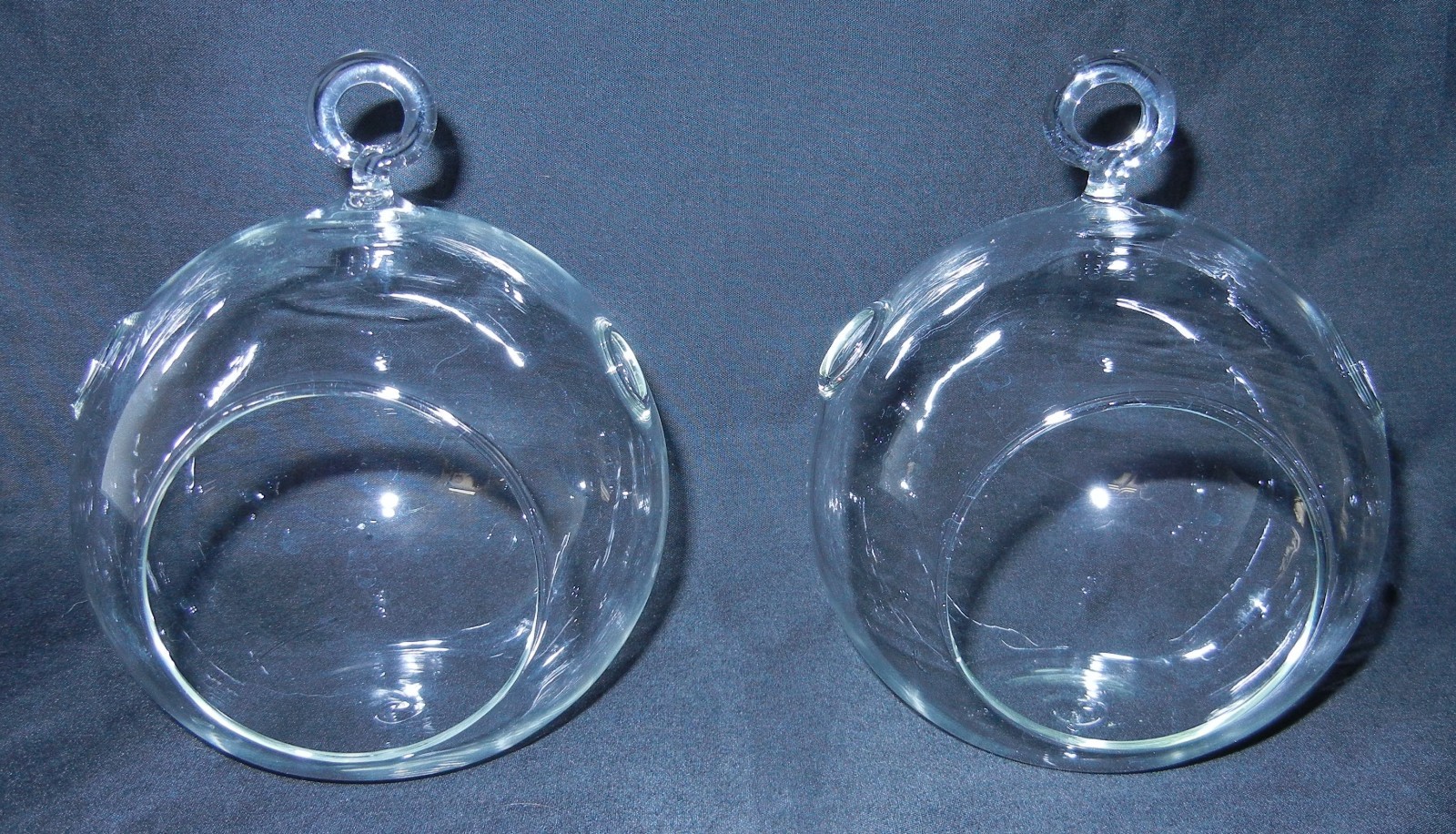 2 Clear Glass Hanging Plant Orb/Terrarium for Air Plants, Candles, Crafting