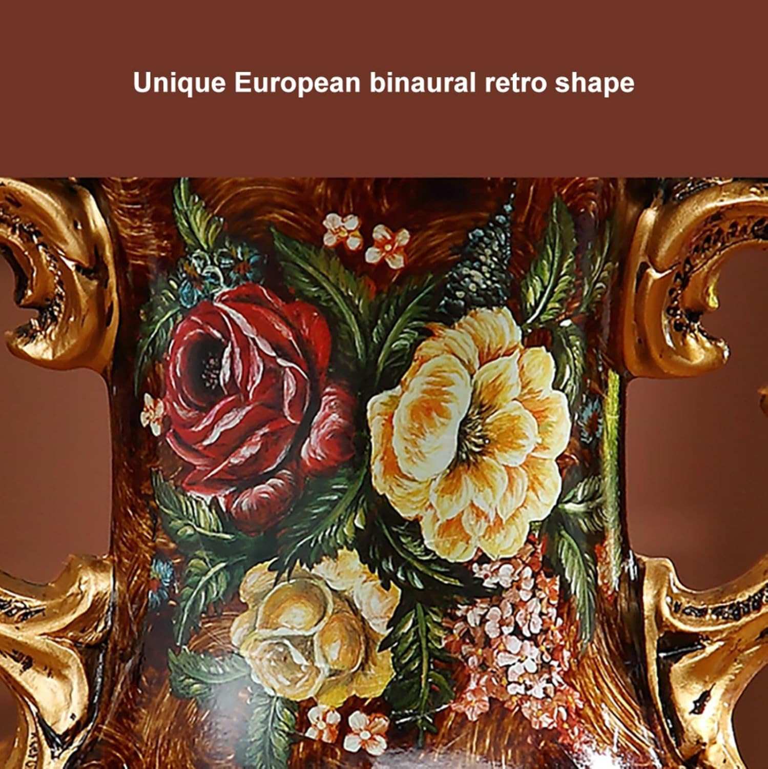 Elegant Vintage Flower Vase Set with Golden Resin Decor for Weddings & Parties