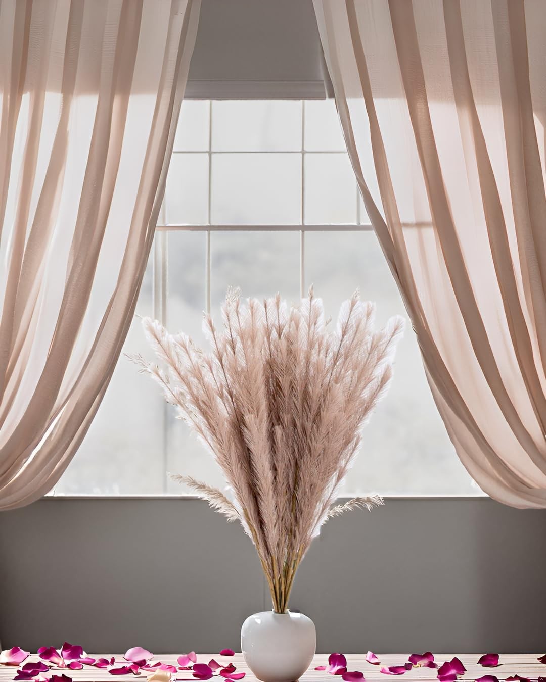 Faux Pampas Grass 8 PCS 30″/76cm Dried Fluffy Artificial Flowers Ascendant Gr…
