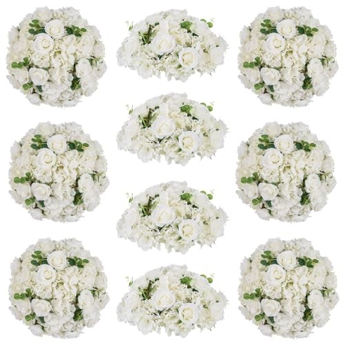 Flowers Balls for Centerpieces: 10 PCS 14.2″ Diam 14.2″ Diam – 10 PCS White