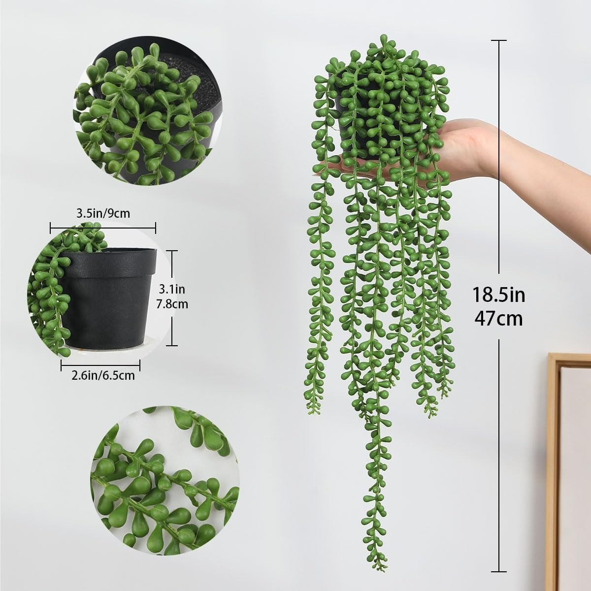 Elegant String of Pearls Fake Plants Set of 2 – Lightweight and Maintenance-Free
