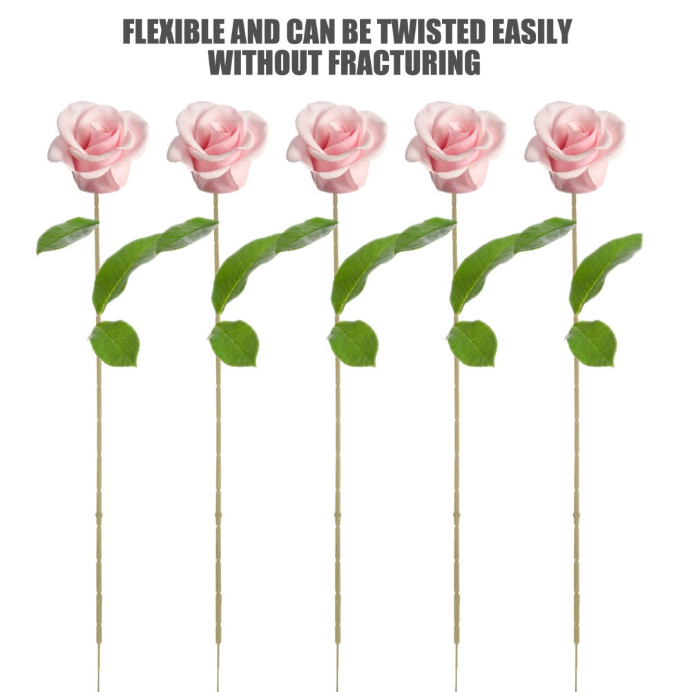 10Pcs Reusable Artificial Flower Stems DIY Floral Rods Green Plastic Wire