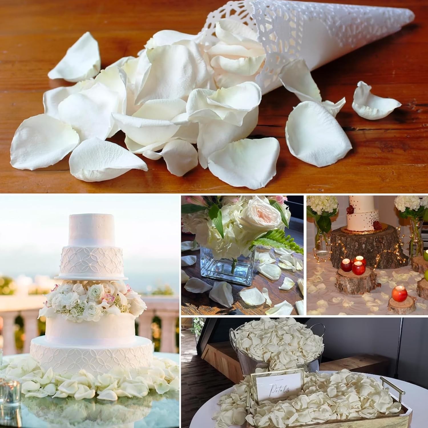Dried Real White Rose Petals, Freeze Preserved Flower Petals 1.75Oz for Valentin