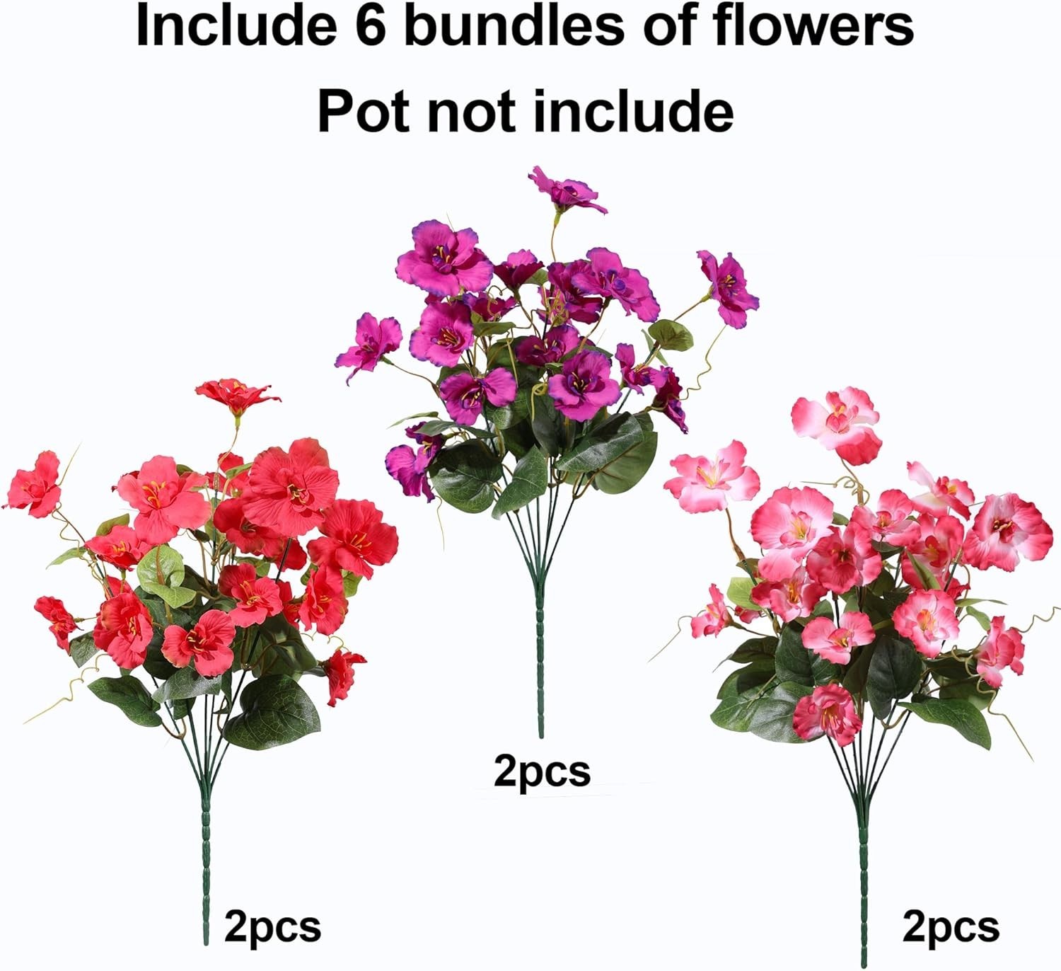 Hibiscus Artificial Flowers Plants for Outdoors Summer Decoration, 6 Bundles …