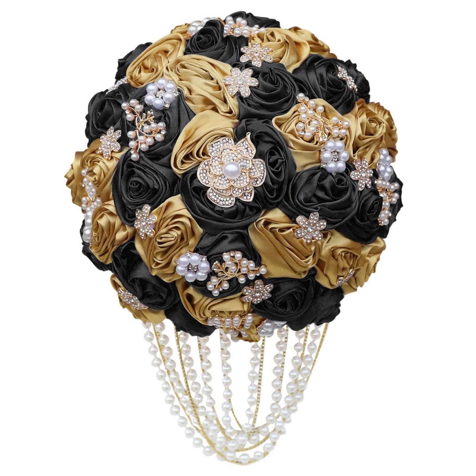 Bridal Bouquet Cascade with Rhinestone Brooch Pearl String Cascading Wedding …