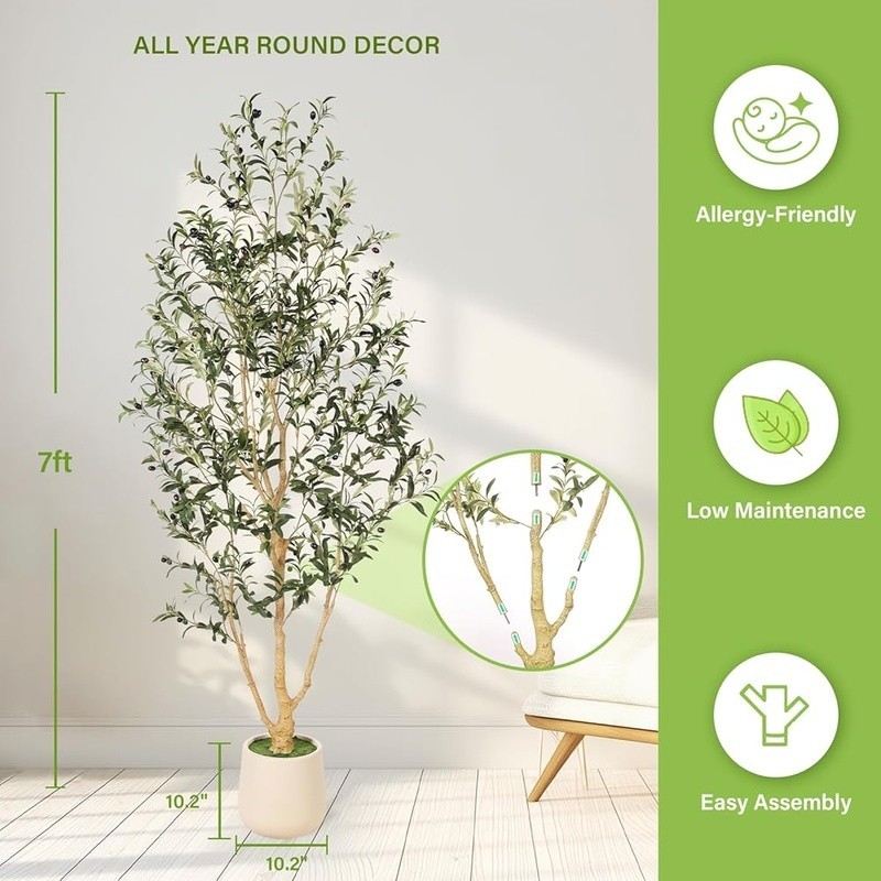 7FT Artificial Olive Tree W/ Pot Bendable Branches Indoor Greenery Decor New