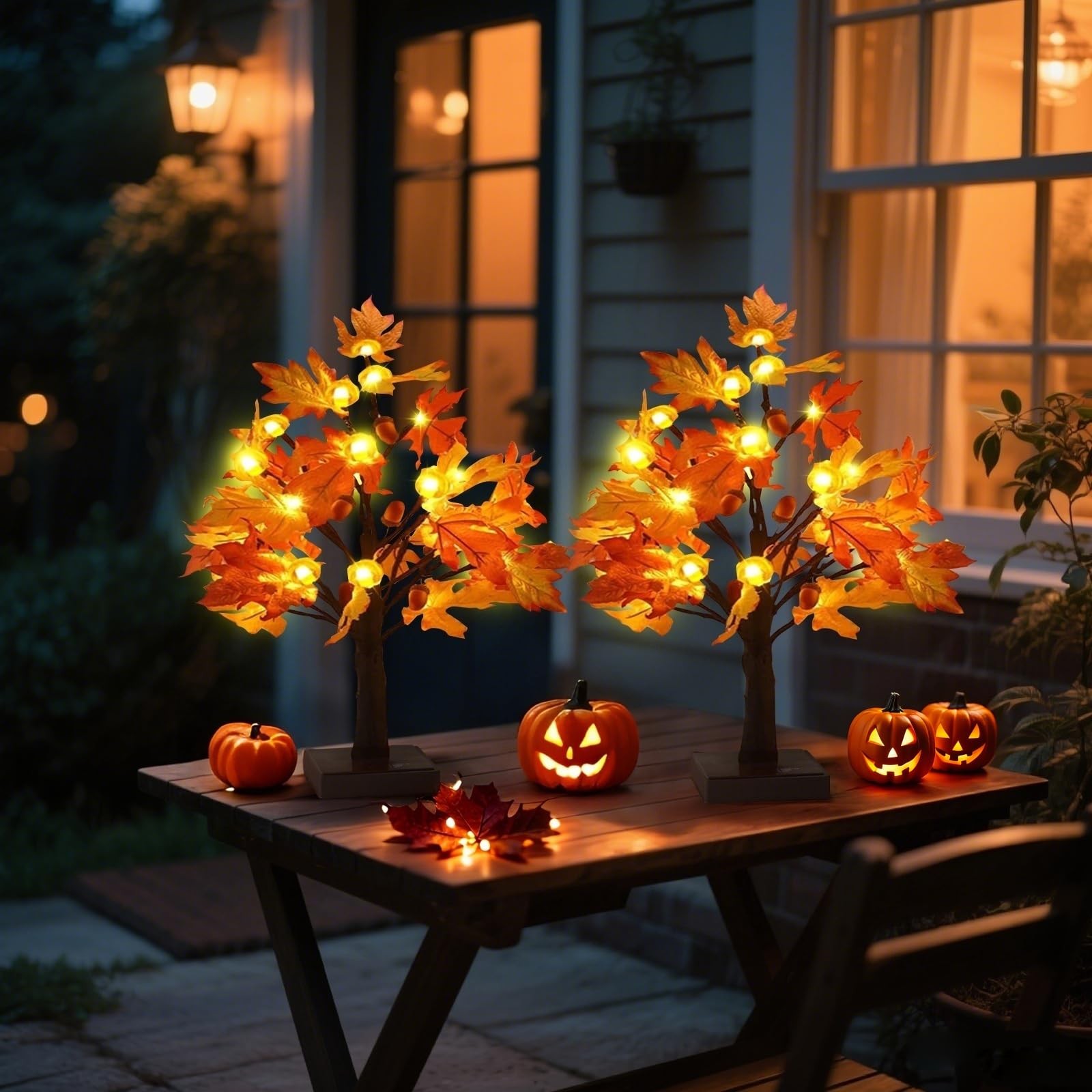 Fall Decorations Artificial Fall Lighted Maple Tree,Total 48 Battery/USB Oper…