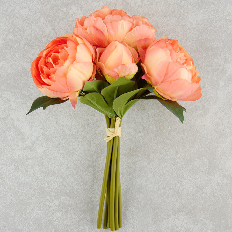 11″ Artificial Peach Peony Bouquet for Home Decor, Crafting and Displaying