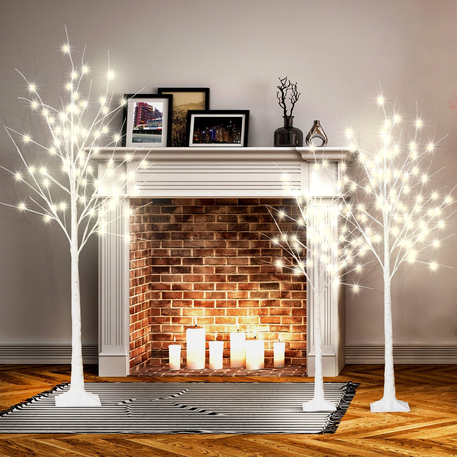 LINKROMAT Lighted Birch Trees, 4FT 5FT 6FT48 56 96LED Prelit Birch Tree with …