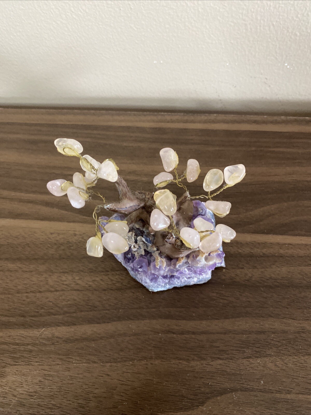 Natural Amethyst Healing Crystal Money Tree on Amethyst Cluster Geode Vintage