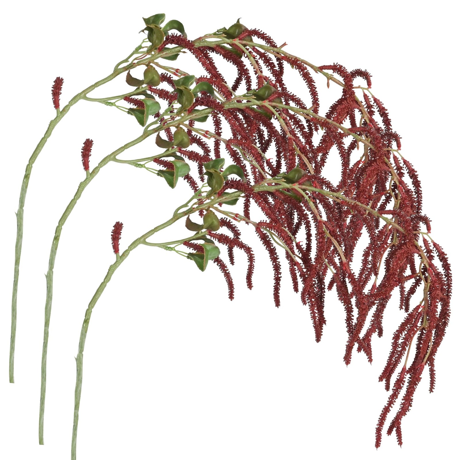 3 Pcs Amaranthus Artificial Flower Faux Burgundy Wisteria Branches Fake Hangi…