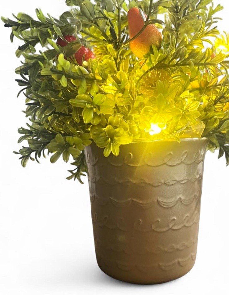 Artificial Greenery Arrangement Pot gold bee 🐝 LED Lights Decorative strawberry