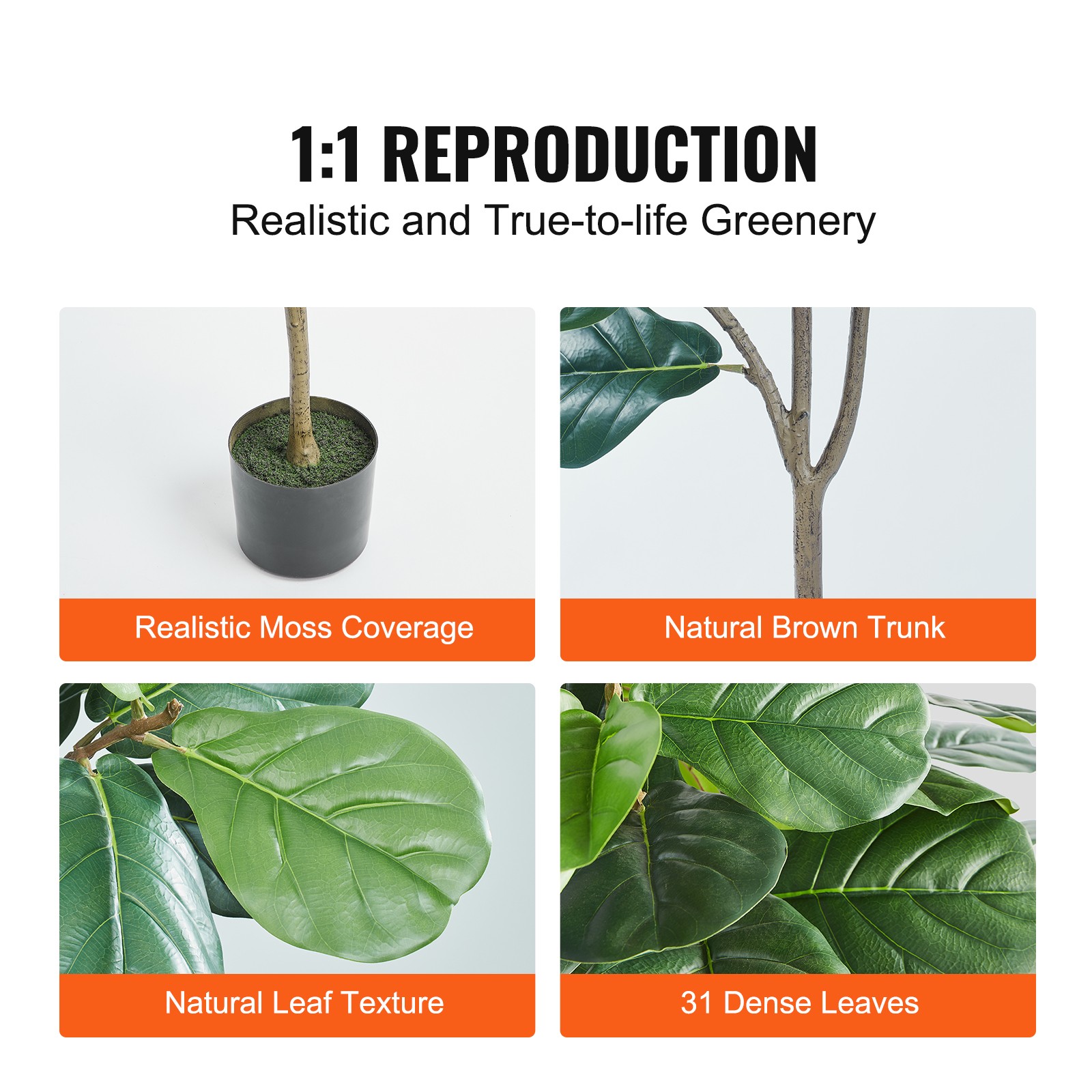 VEVOR 5 FT Artificial Fiddle Leaf Fig Tree Indoor Outdoor Office Corner Decor