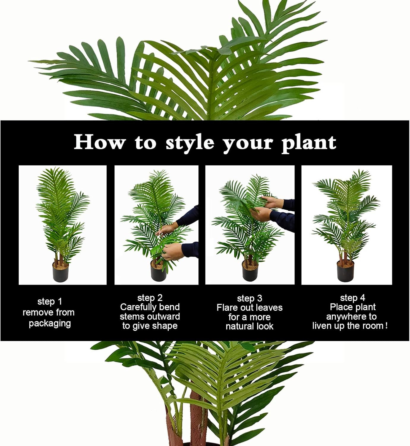 36″ Artificial Areca Palm Tree – Perfect Indoor/Outdoor Decor & Housewarming Gif