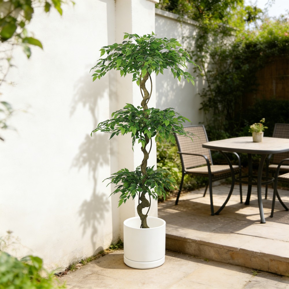 5.2/6FT Artificial Ficus Tree – Faux Banyan Plant with Pot for Home/Office Decor