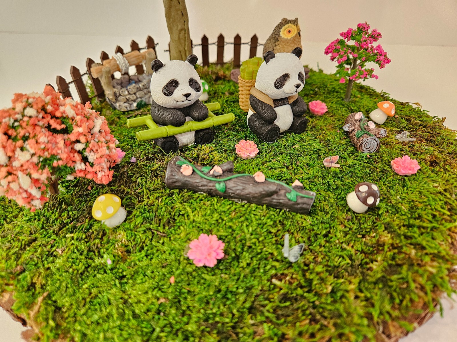 Bonsai Handmade Mini Fake Faux Plants Tree for Home Office Decor Panda Moss
