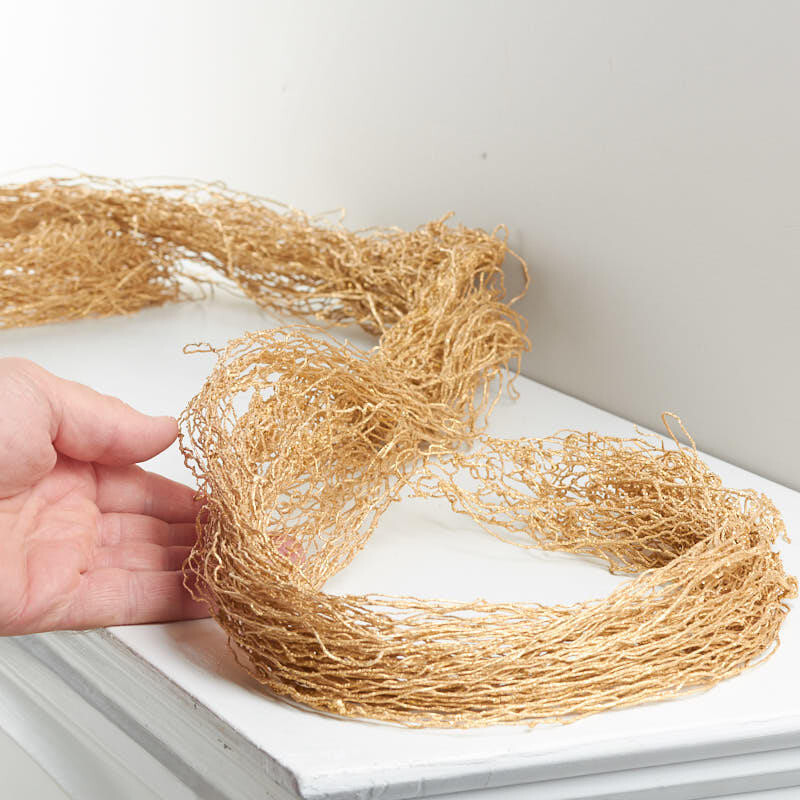 12 Feet of Gold Glittered Faux Twig Decorative Garland
