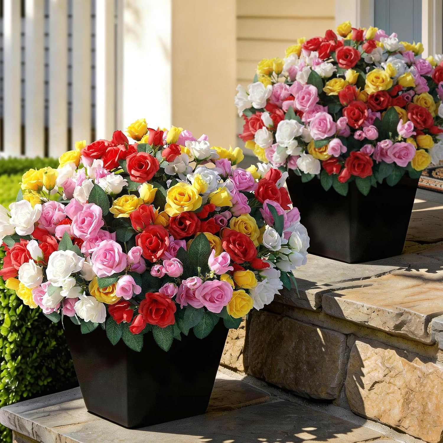 8 Bundles Artificial Roses, Realistic Silk Bouquet Flower(Mixed Color) | Fluf…