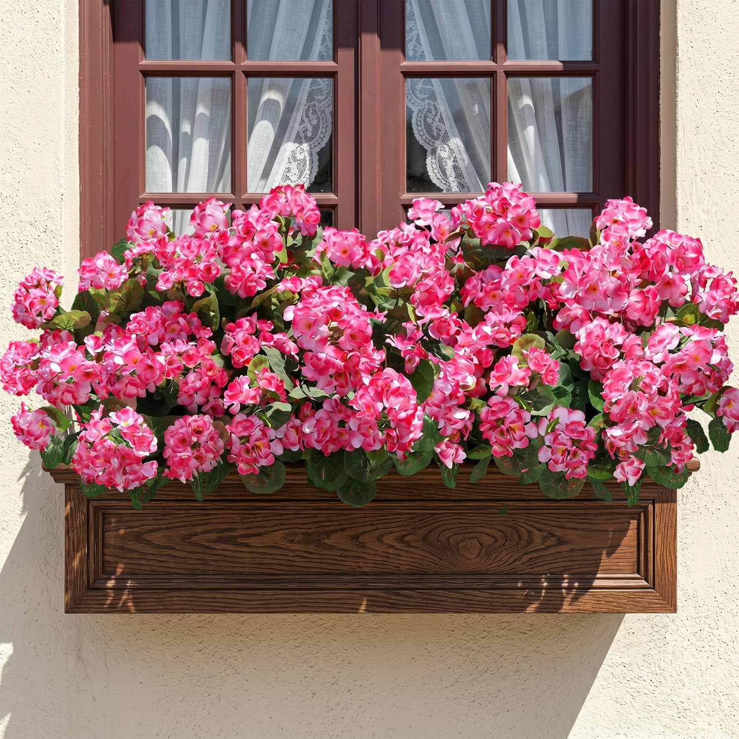 Artificial Geranium Fake Flowers for Outdoors Decoration, 6 Bundles Silk Geraniu