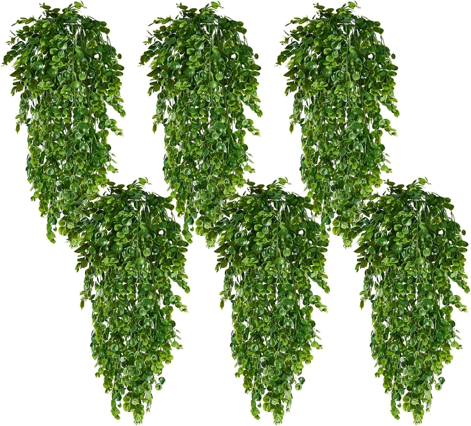 6Pcs Fake Hanging Plants Faux Greenery for Outdoor Planters Wall Plants Hanging