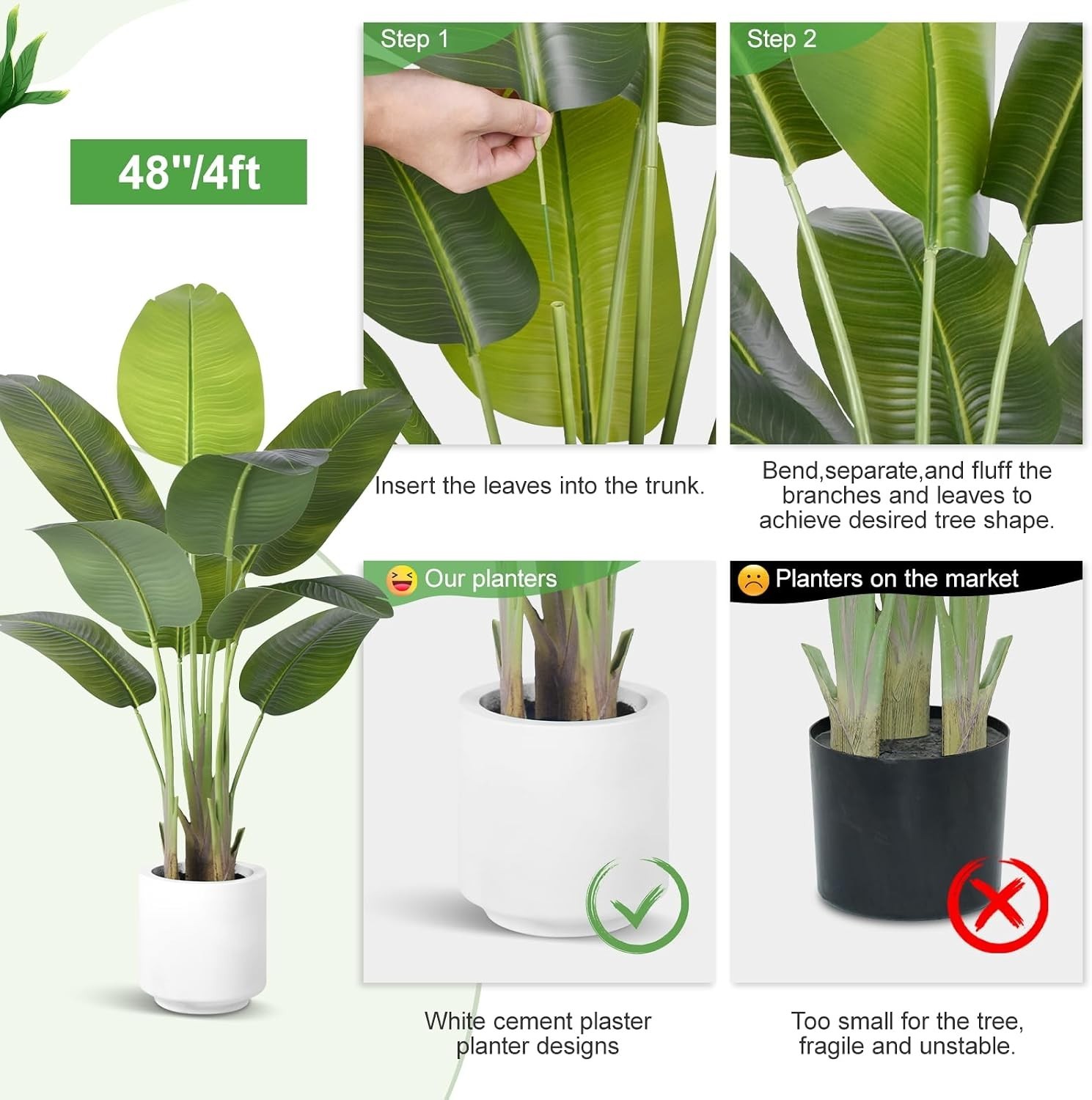 4FT Artificial Bird of Paradise Plant – Faux Tropical Elegance for Home & Office