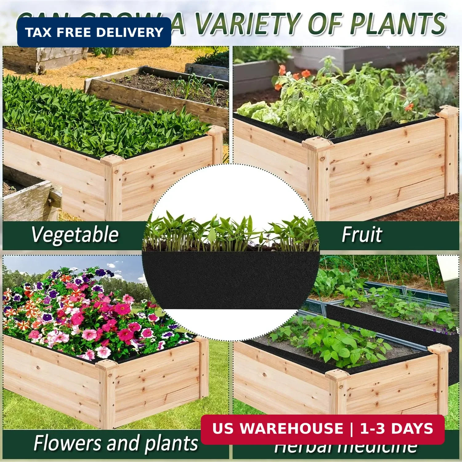 1PCS Raised Garden Bed Liner Fabric Raised Garden Bed Breathable Drainage Rectan