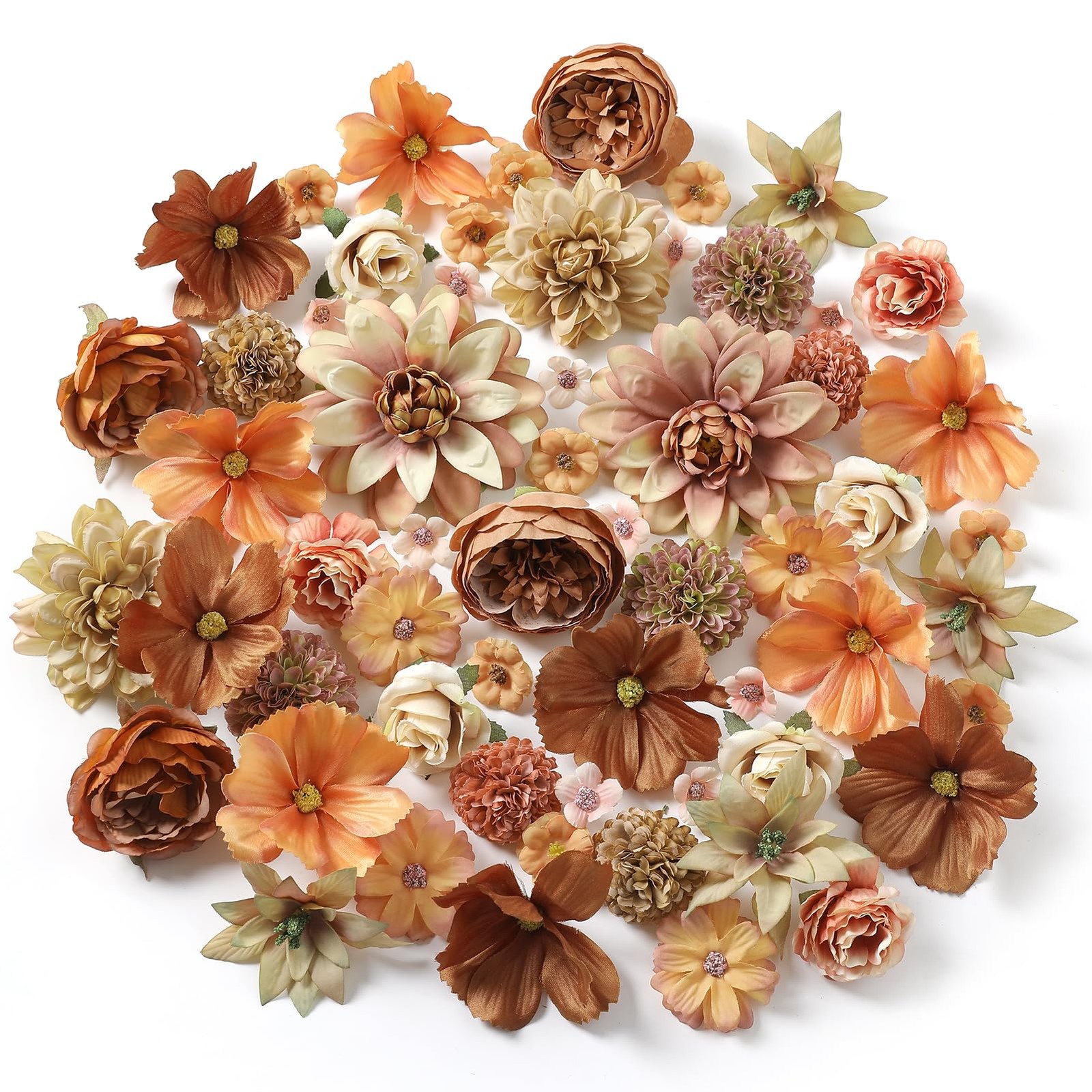 Fake Flower Heads Bulk – Coffee Silk Daisy & Rose Fall Artificial Flower for …