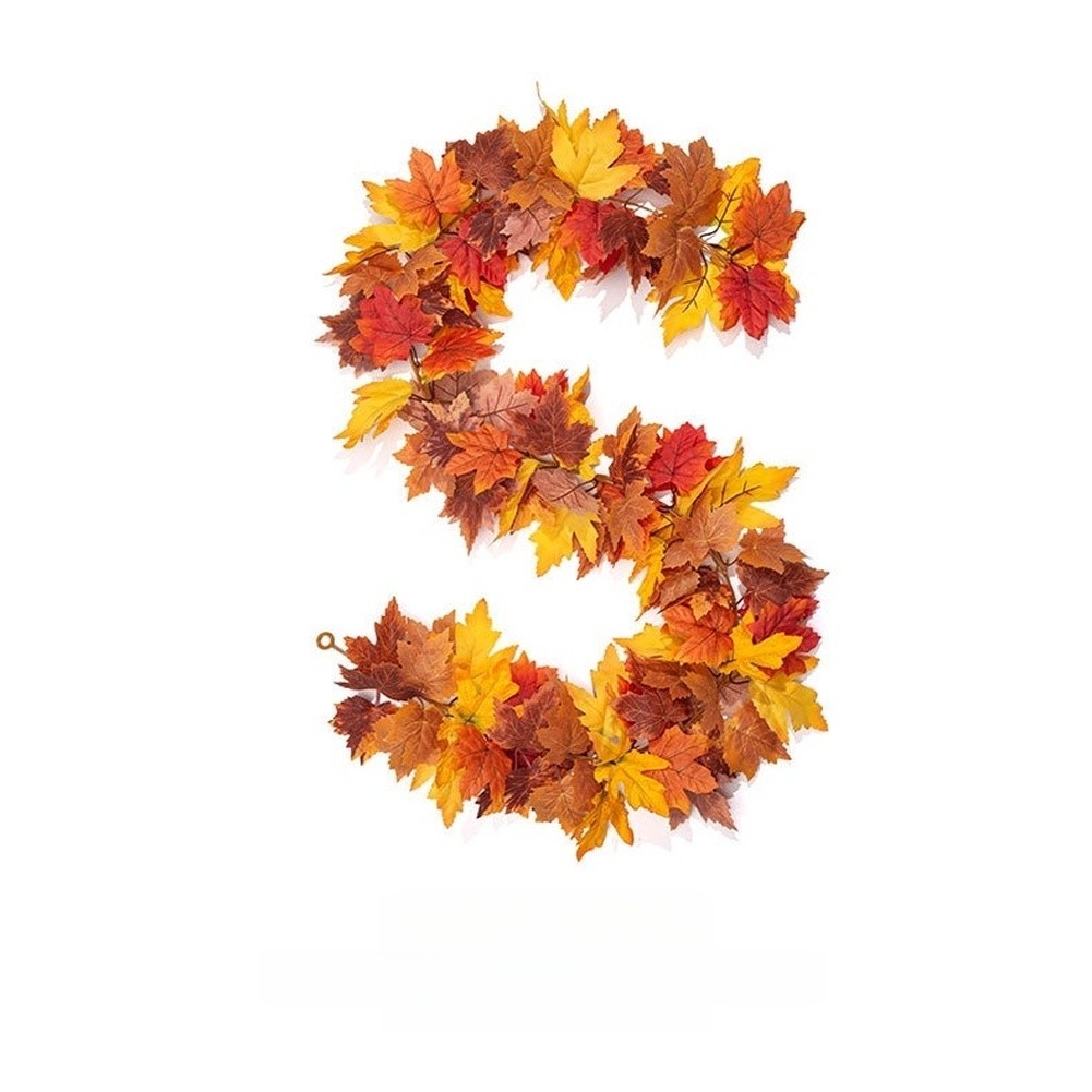 Autumn Decor Vine with Realistic Maple Leaves Faux Silk for Mantel Entryway