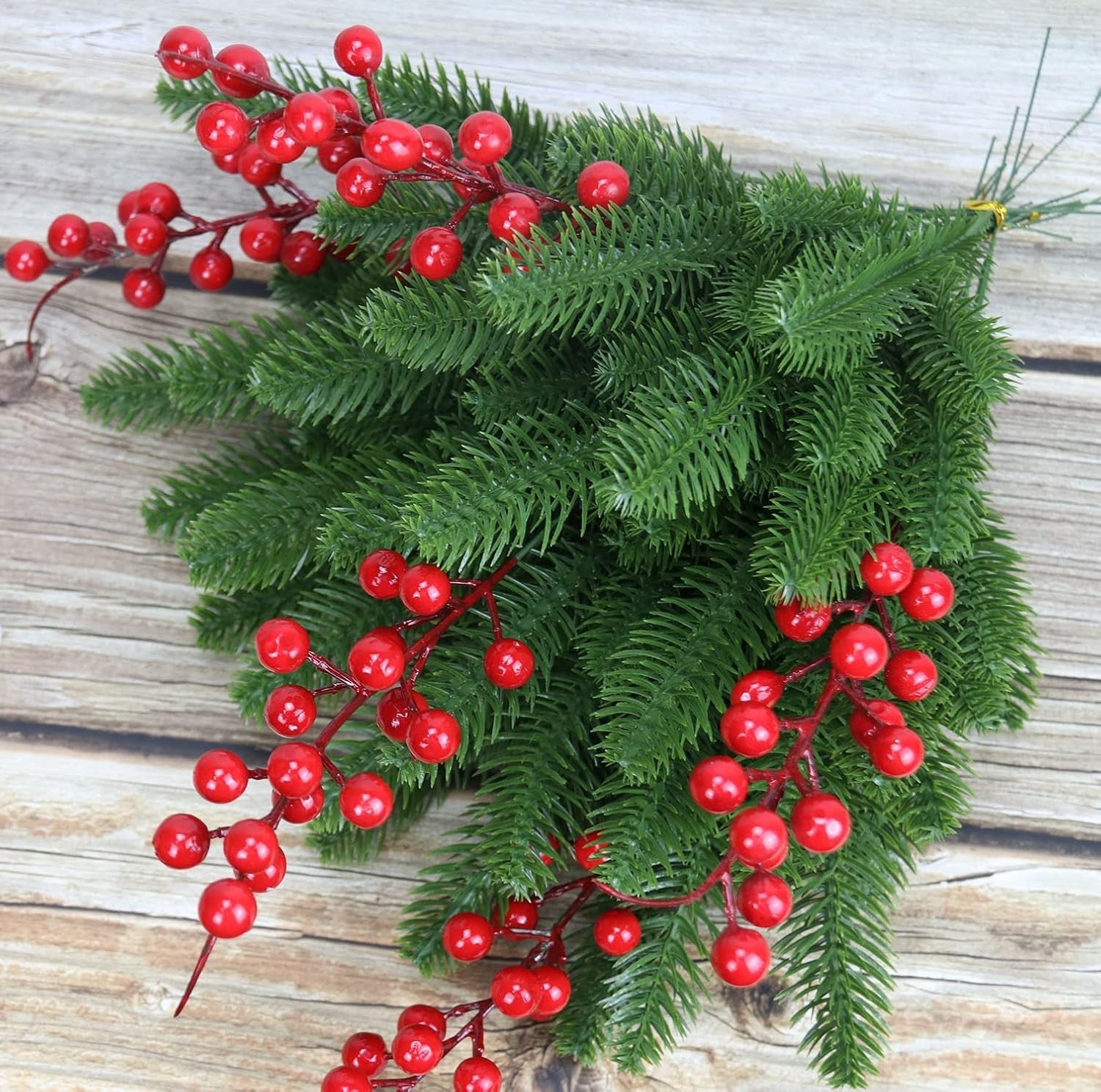 60 Pcs Artificial Pine Branches, Christmas Tree Filler Branches, Realistic