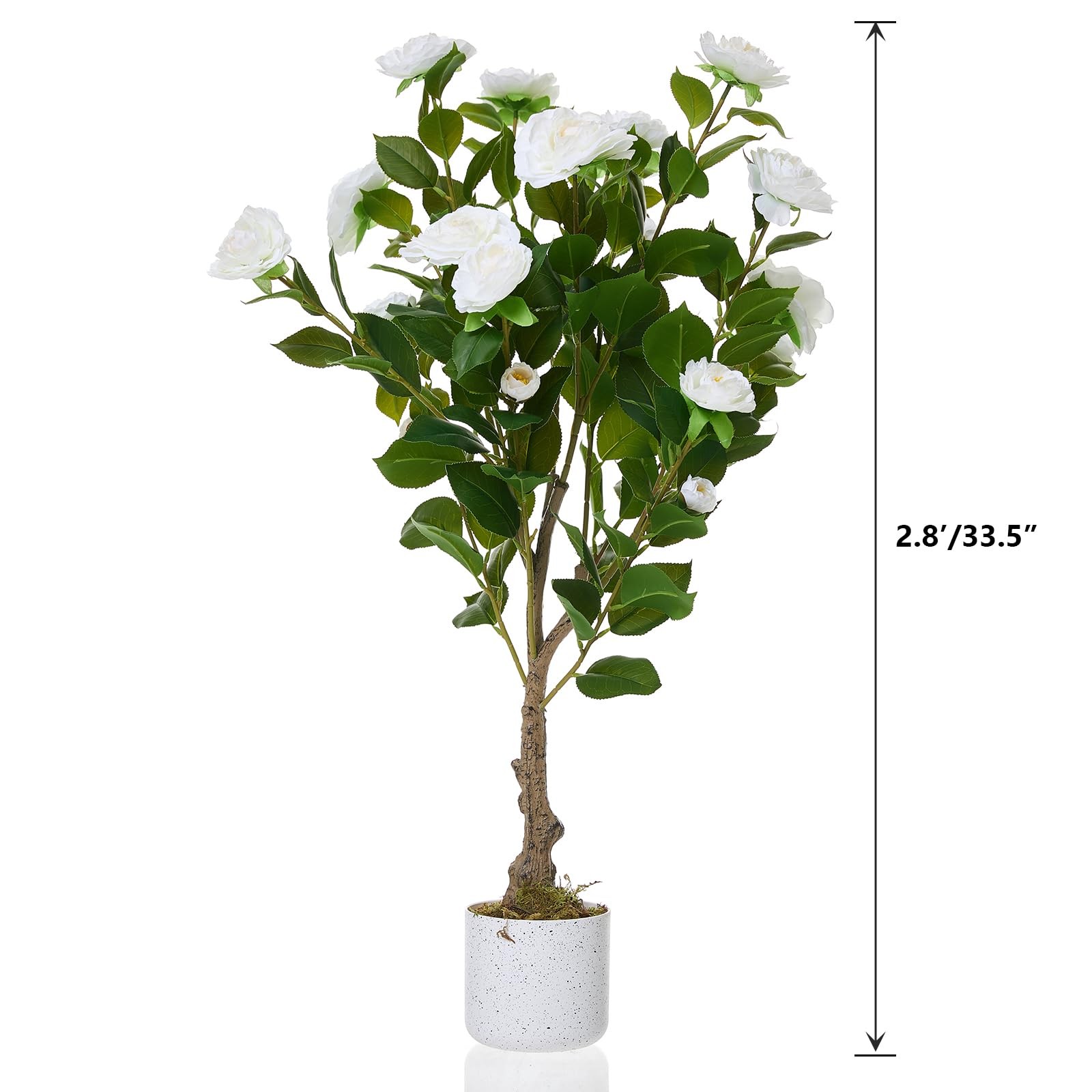 2.8FT Artificial Camellia Tree 1Pcs for Indoor Porch Decor, Realistic Faux Pl…