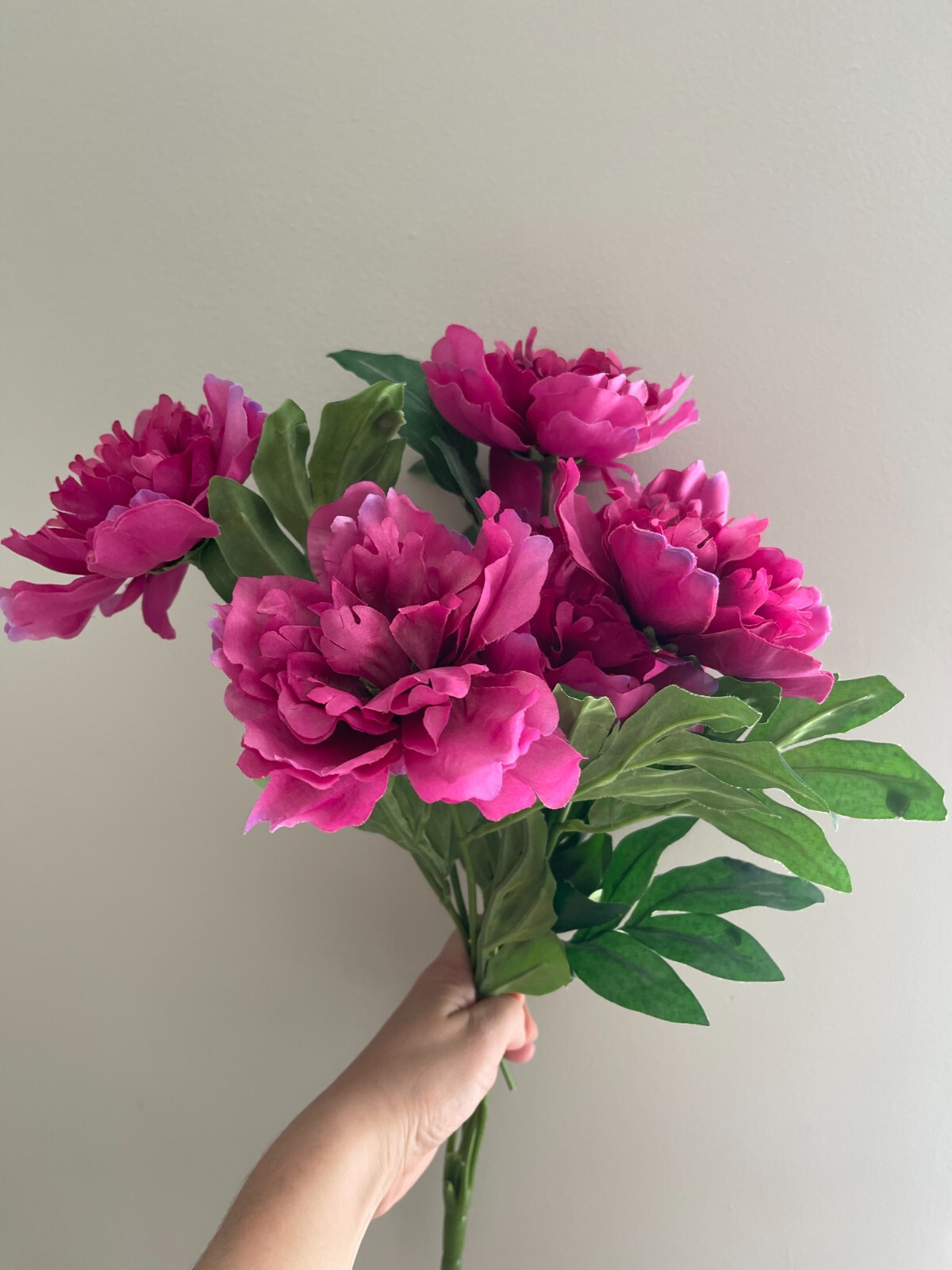 Purple Rose Peony, Faux Silk Floral Spray Bush, Artificial Bouquet, 20″ Height